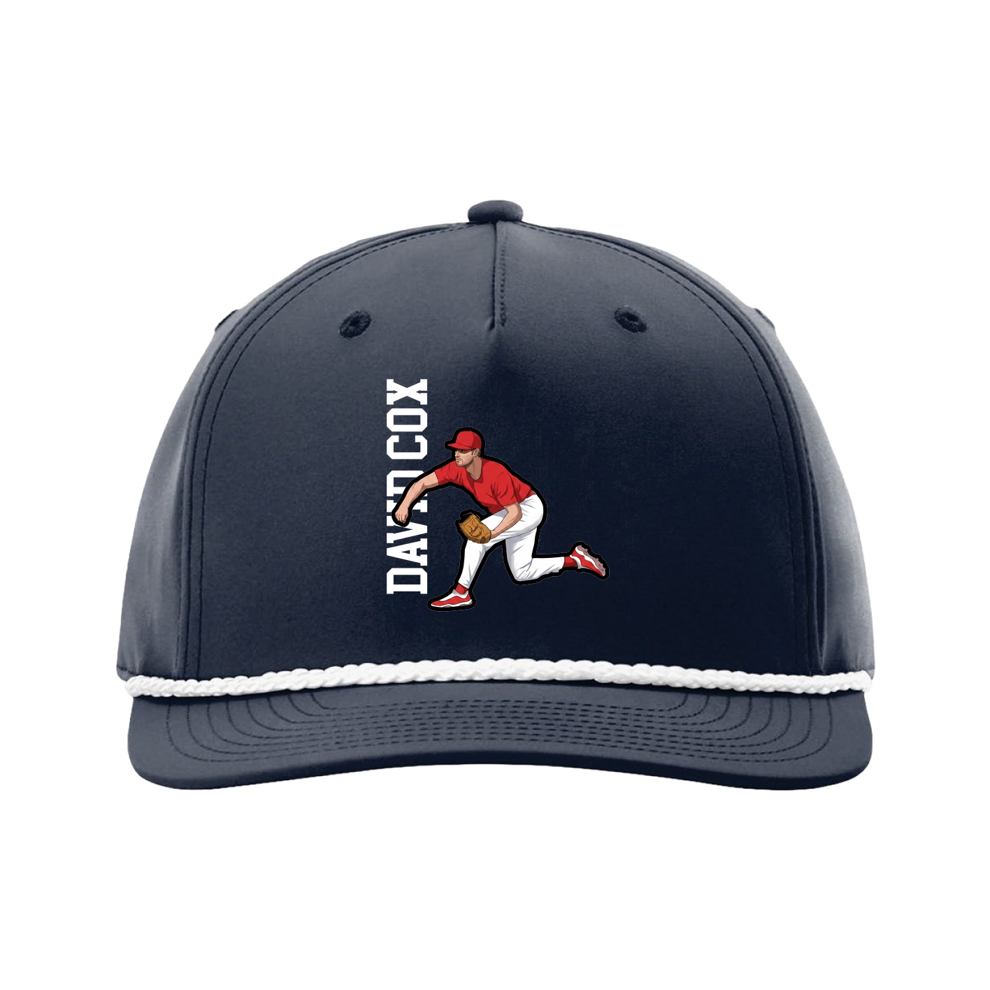 Five-Panel Classic Rope Cap — Name Vertical in Navy