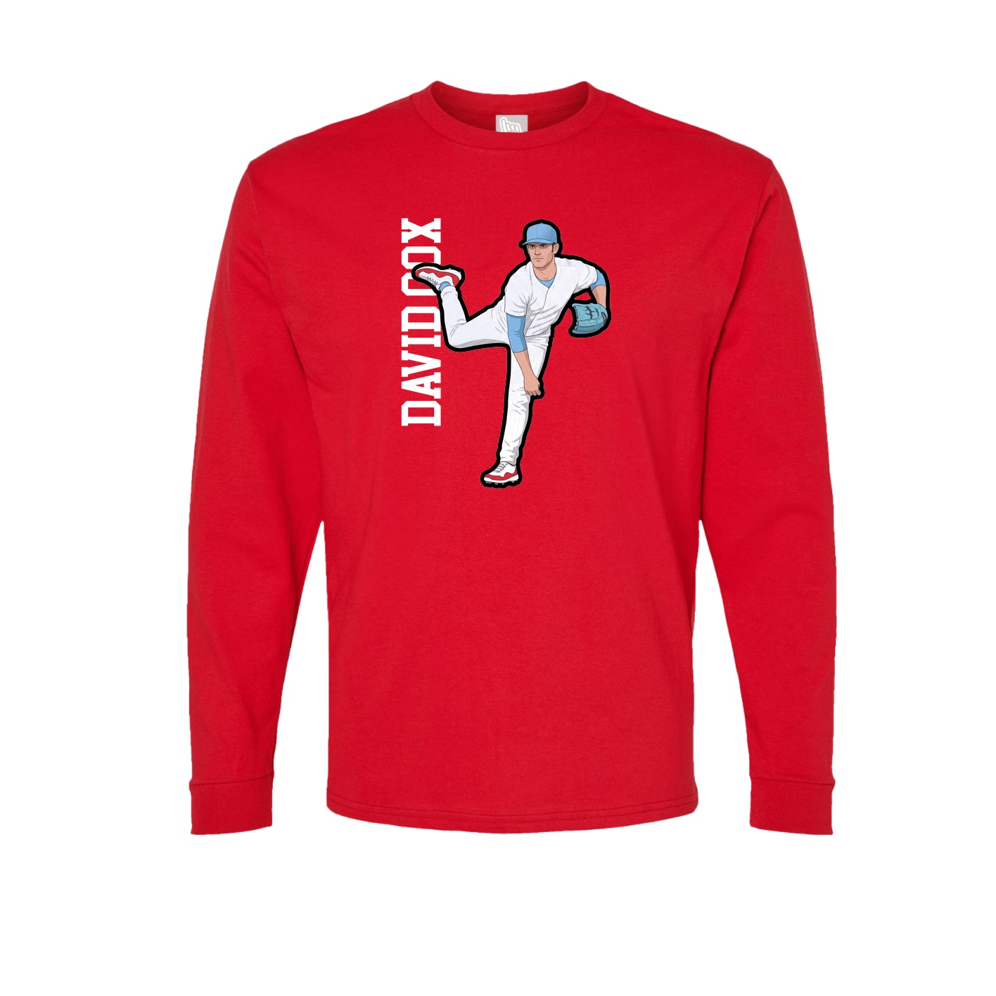 Long Sleeve Tee — Name Vertical in Red
