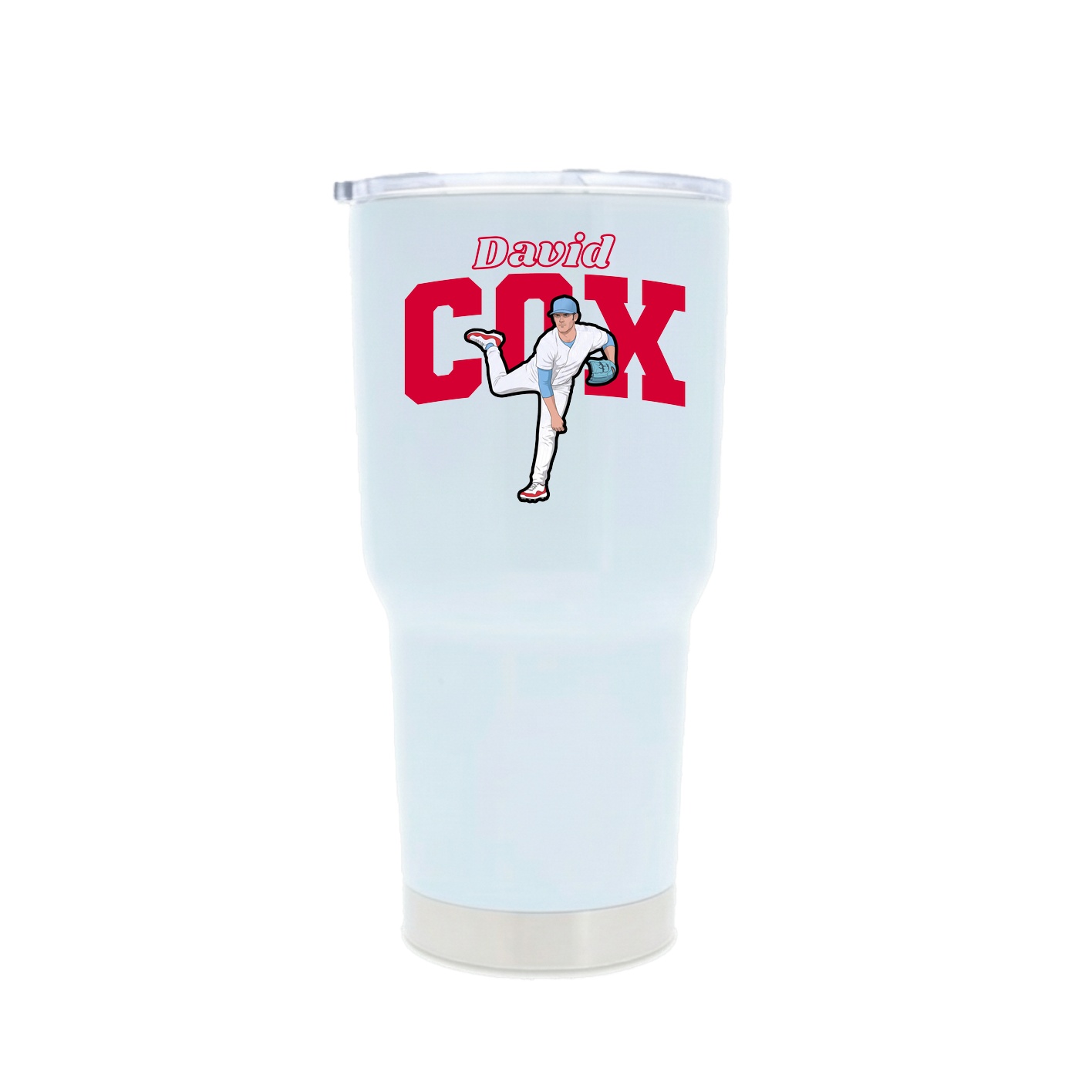 30oz Stainless Steel Tumbler — Name Arch in White