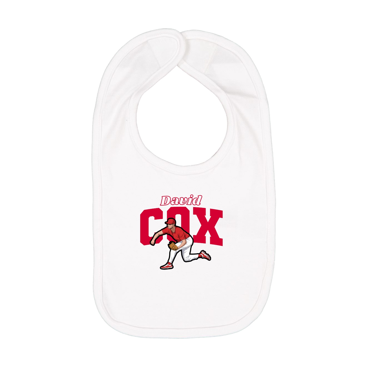 Infant Bib — Name Arch in White