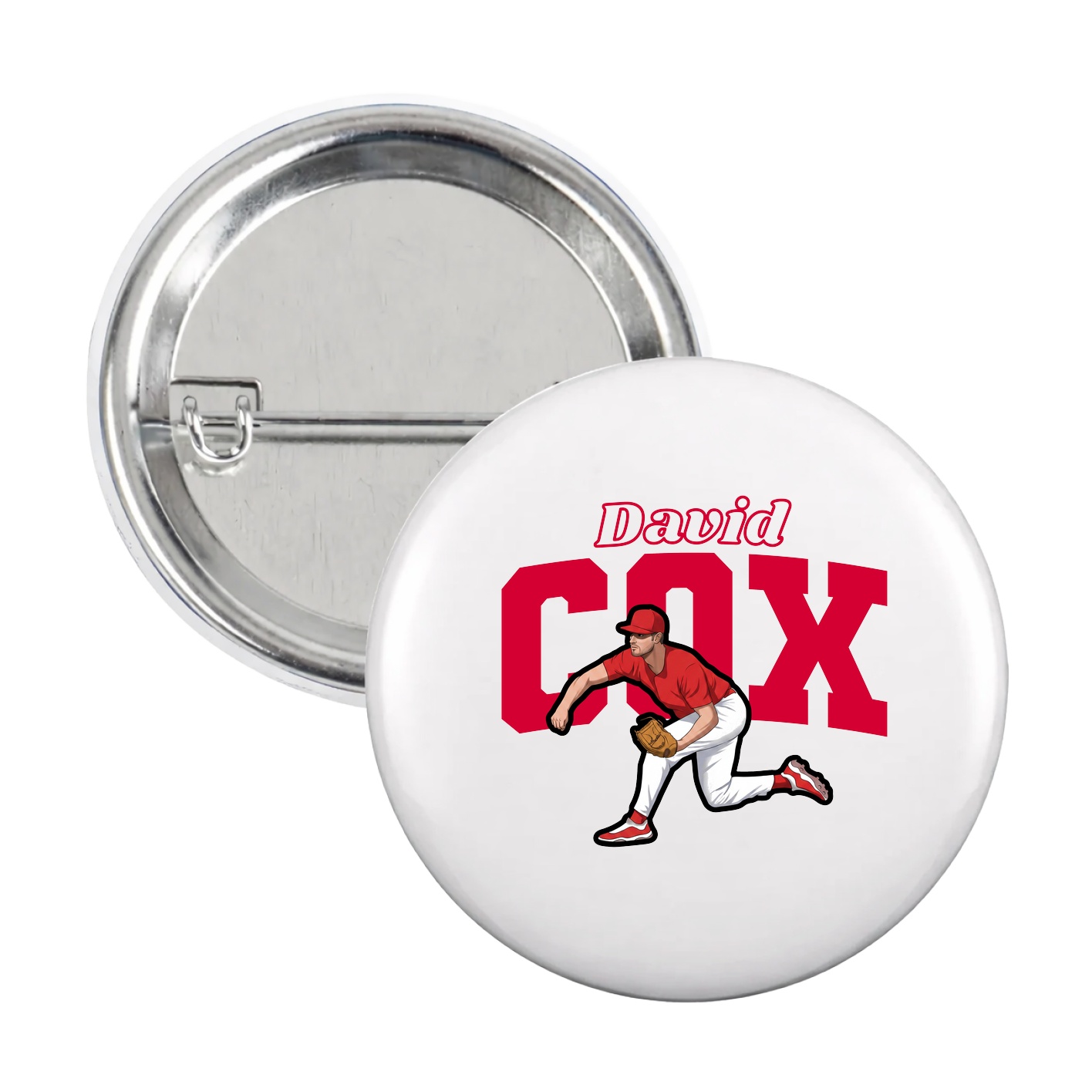 Game Day Button — Name Arch in White