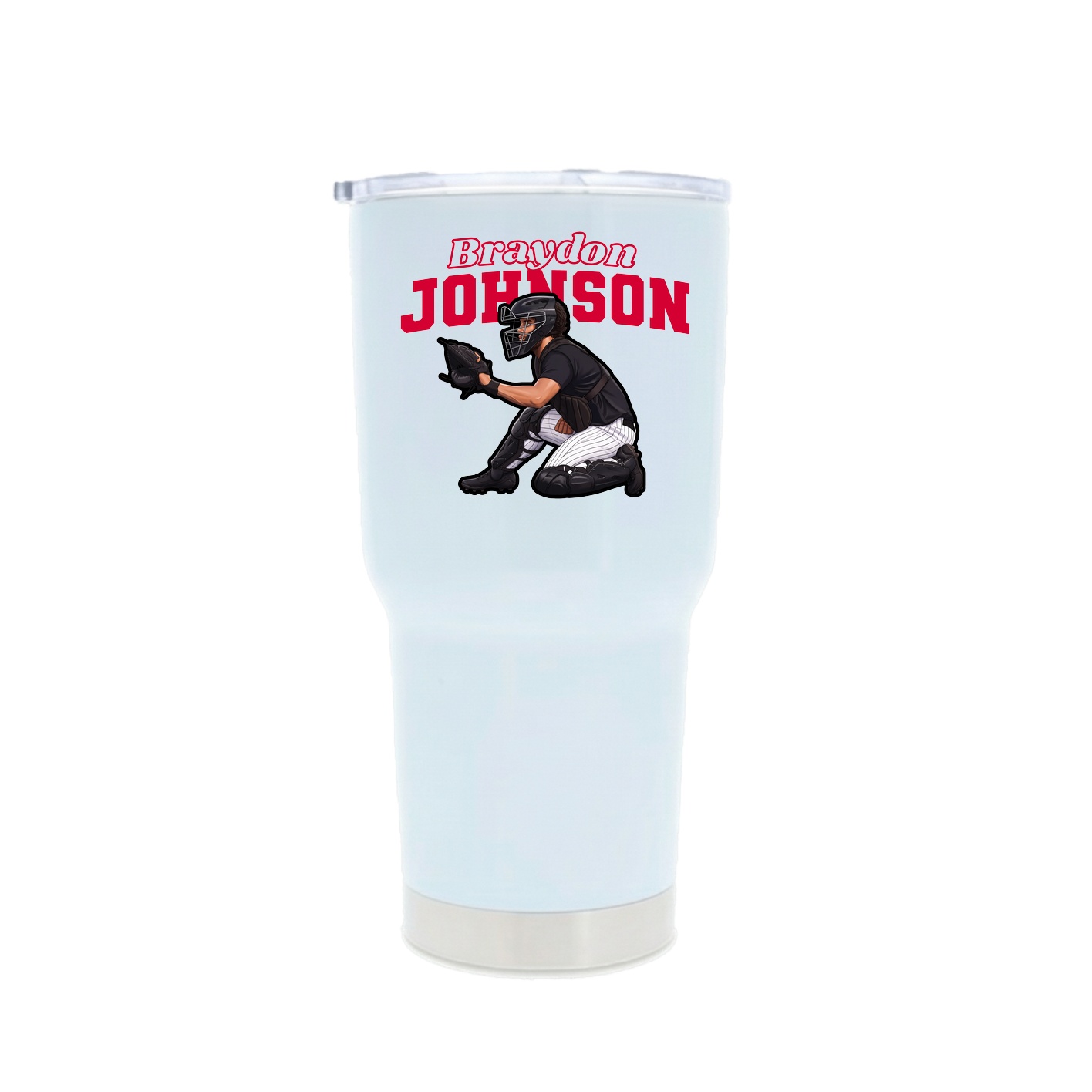 30oz Stainless Steel Tumbler — Name Arch in White