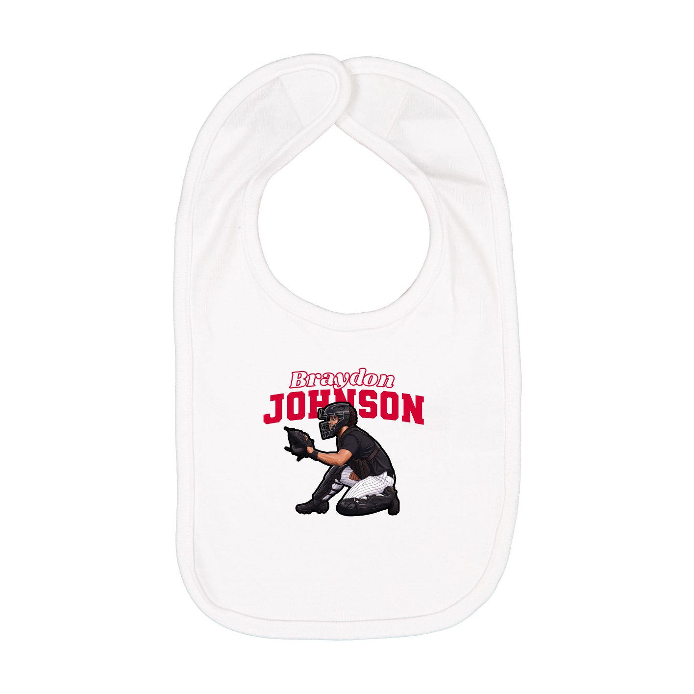 Infant Bib — Name Arch in White