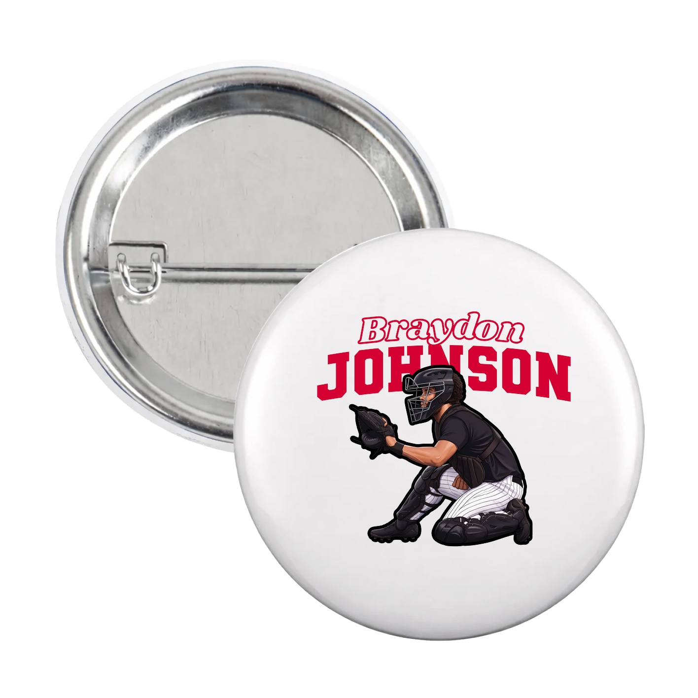 Game Day Button — Name Arch in White