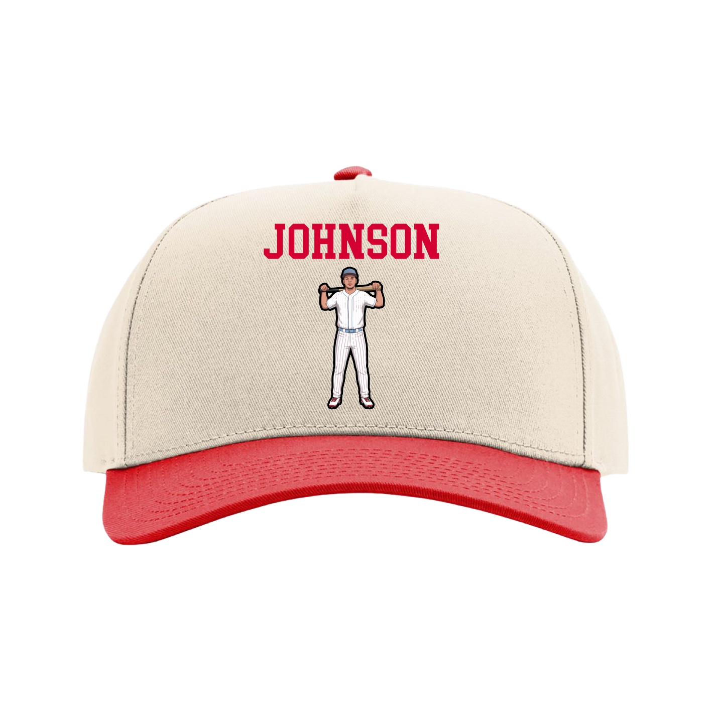 Full Fabric Five-Panel Champ Cap — Shirsey in Cream/Red