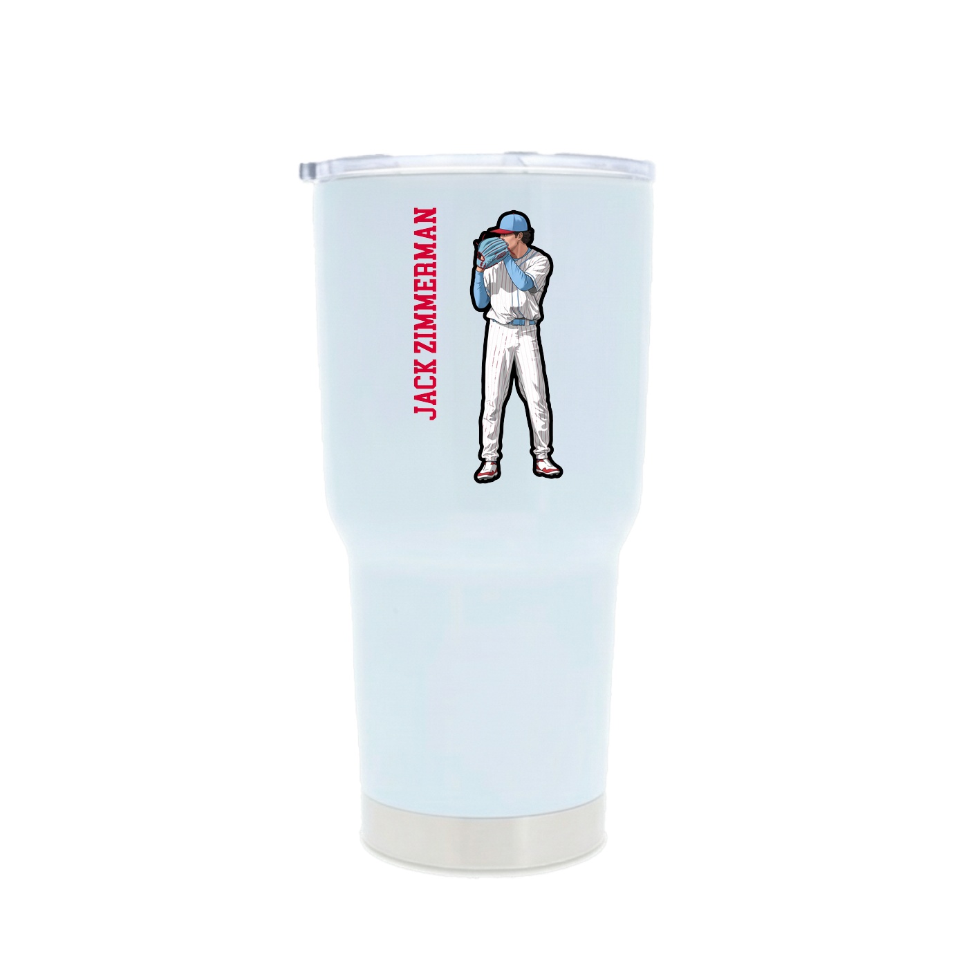 30oz Stainless Steel Tumbler — Name Vertical in White