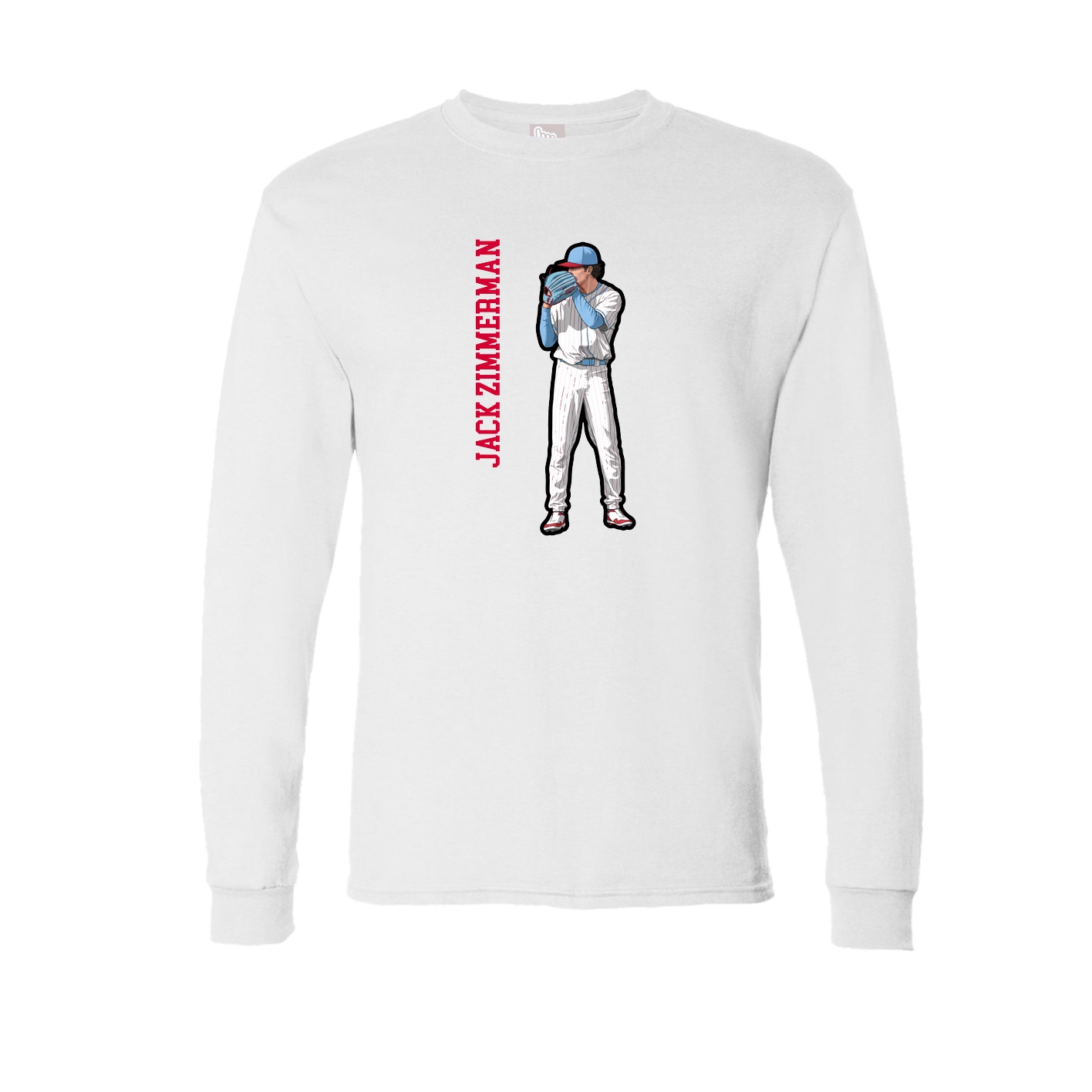 Long Sleeve Tee — Name Vertical in White