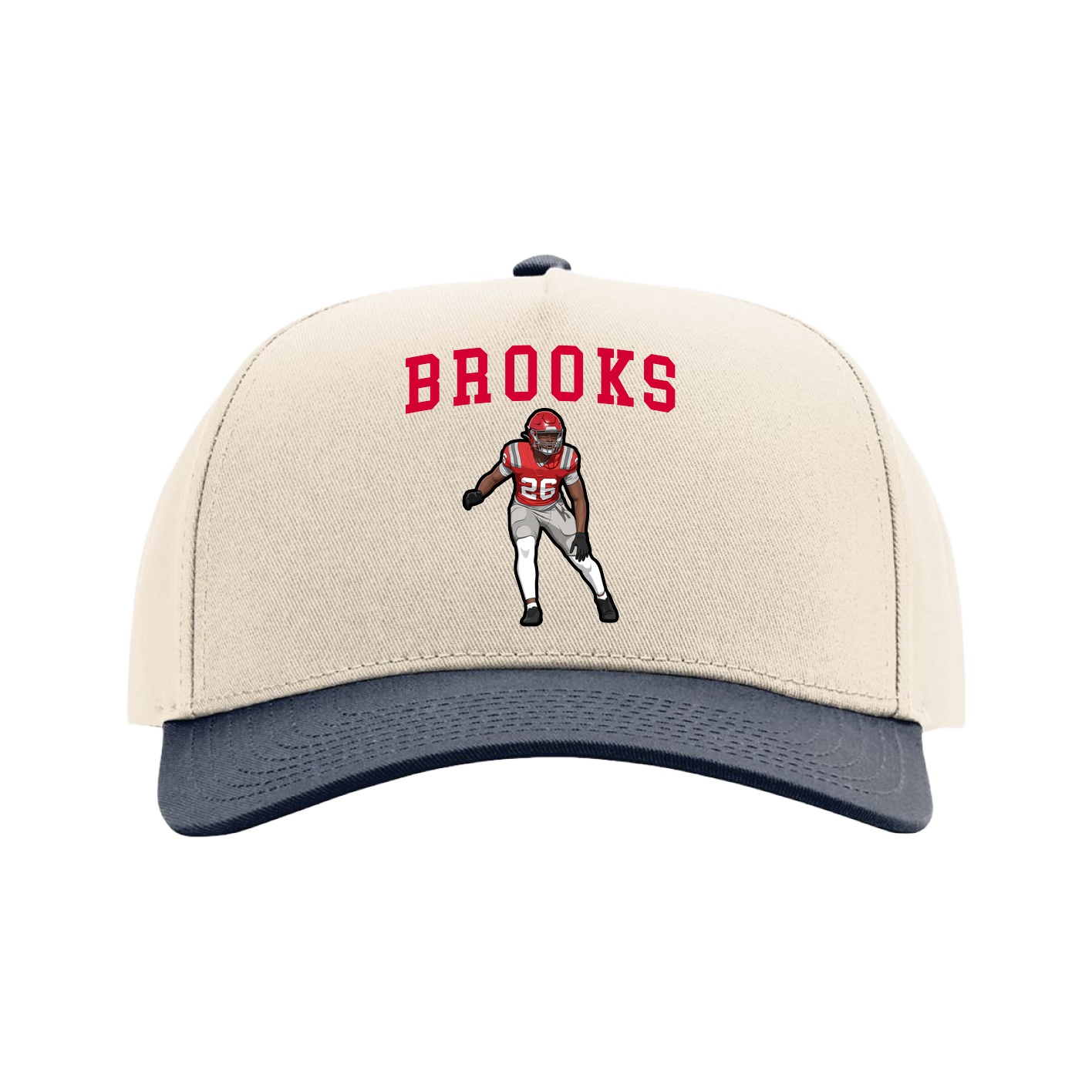 Full Fabric Five-Panel Champ Cap — Shirsey in Cream/Navy
