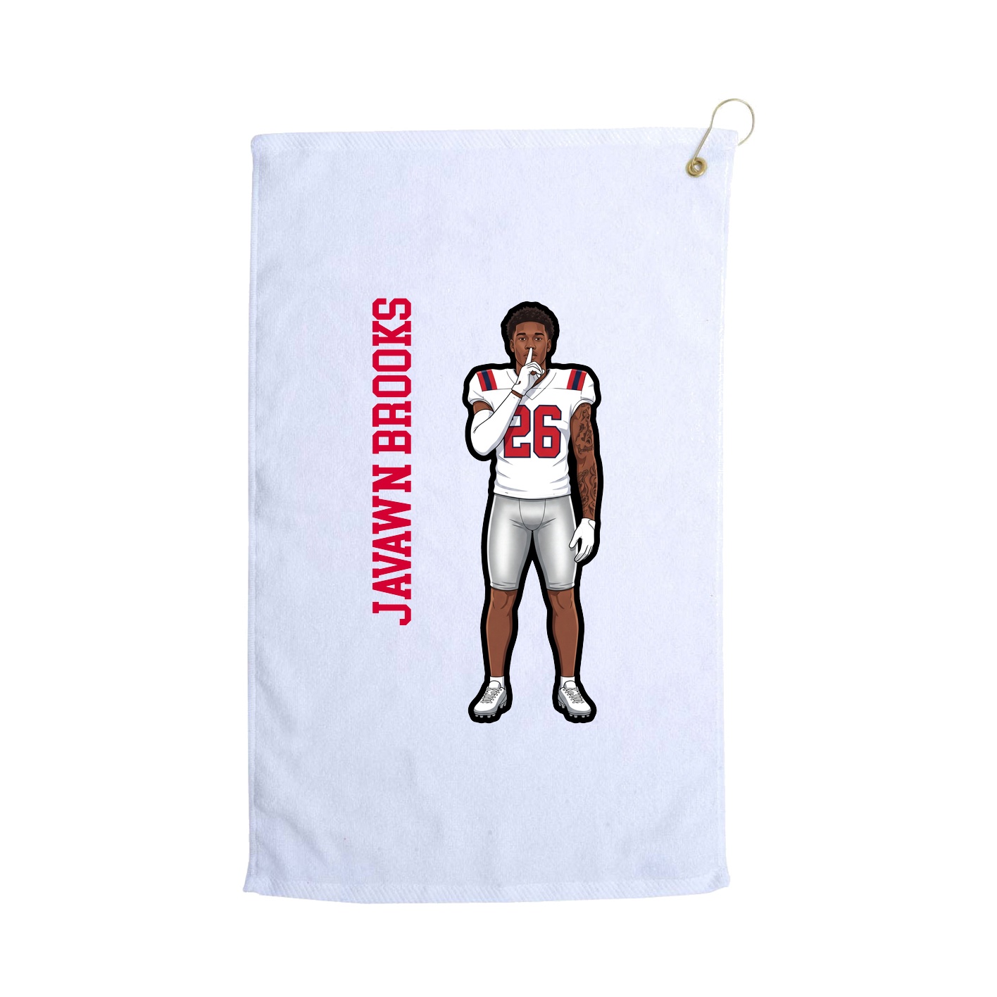 Golf Towel — Name Vertical in White