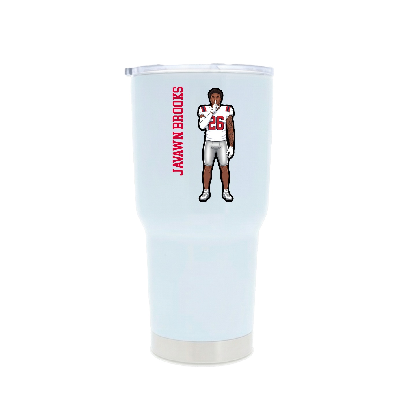 30oz Stainless Steel Tumbler — Name Vertical in White