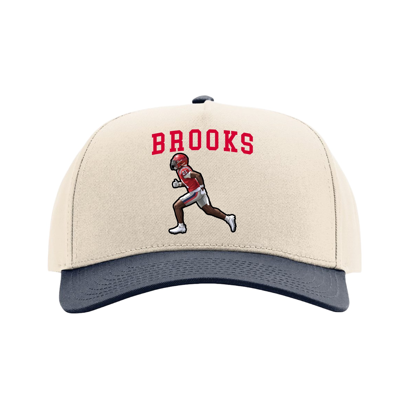Full Fabric Five-Panel Champ Cap — Shirsey in Cream/Navy