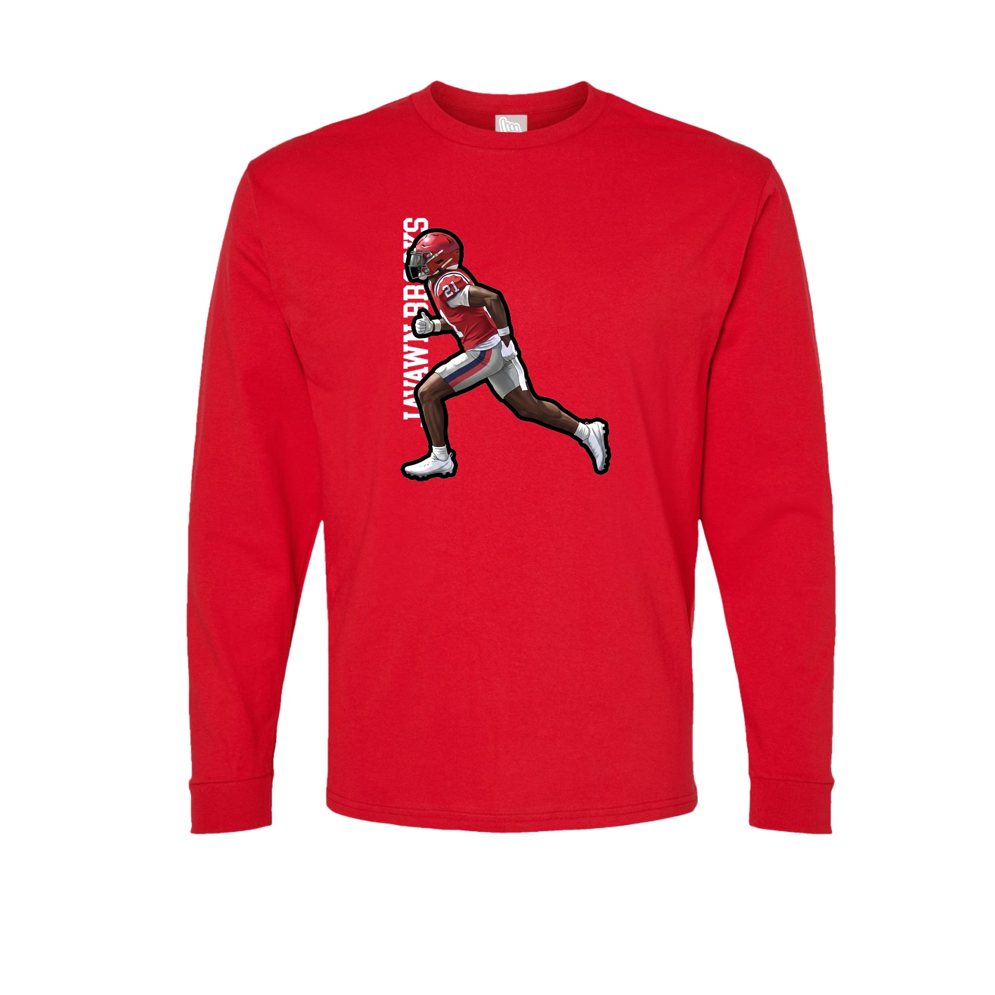 Long Sleeve Tee — Name Vertical in Red
