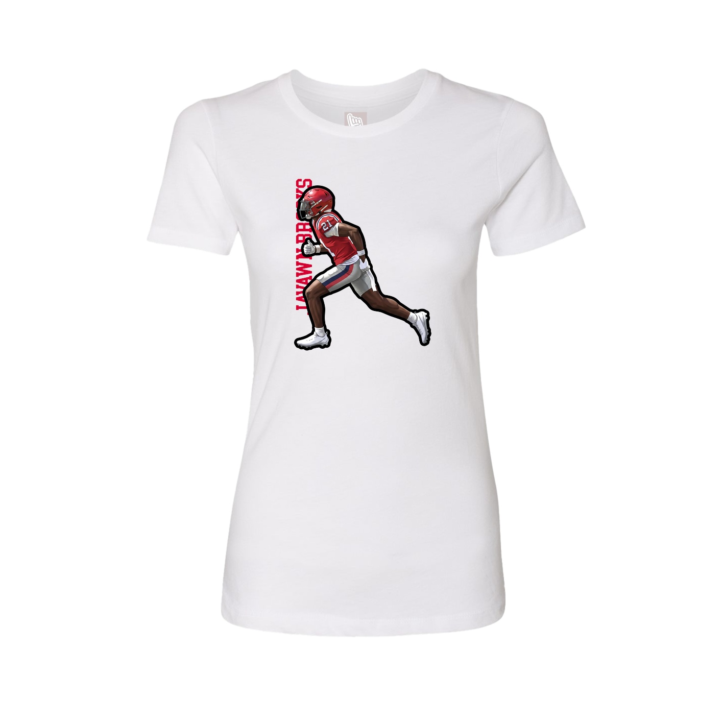 Womens Tee — Name Vertical in White