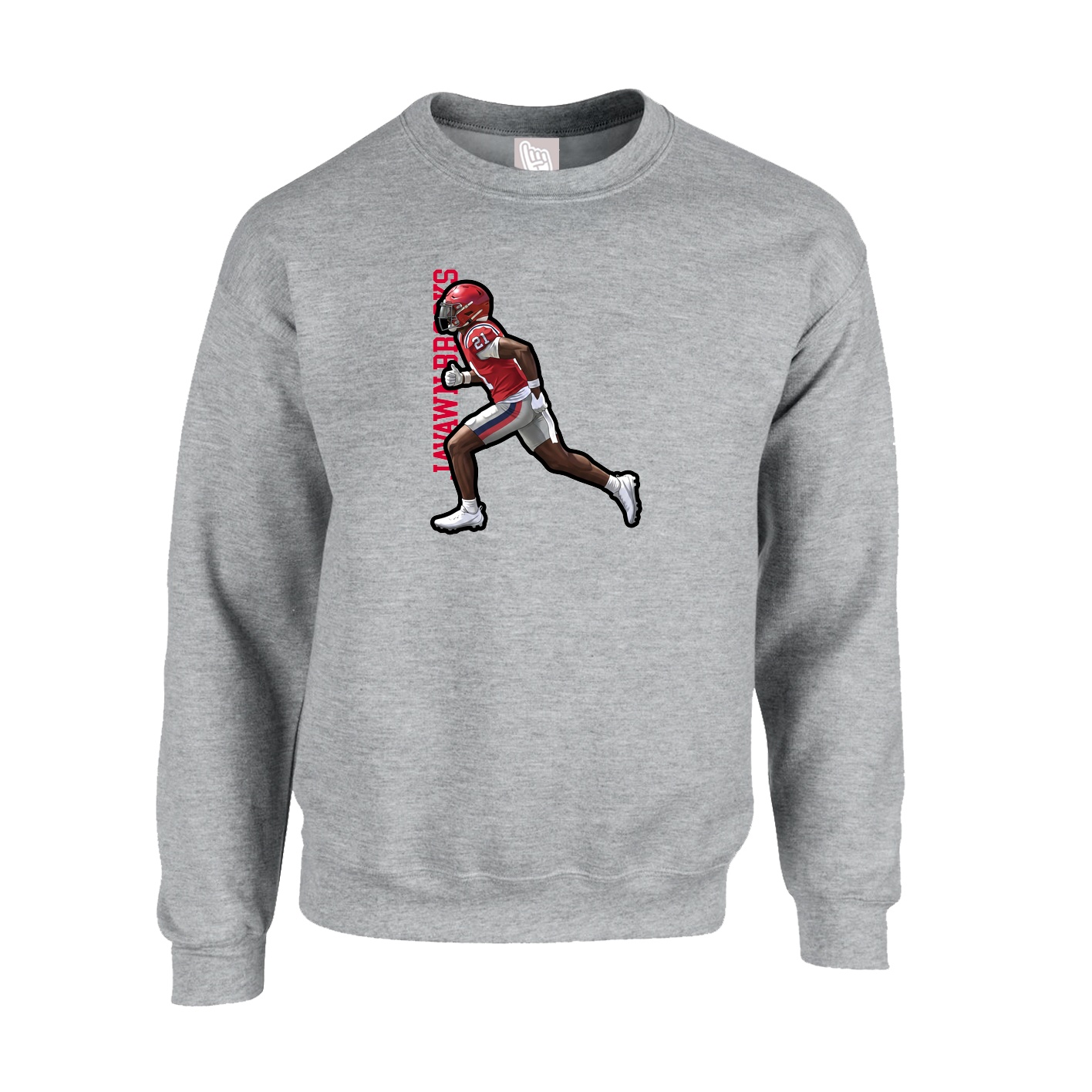 Fleece Crew — Name Vertical in Grey