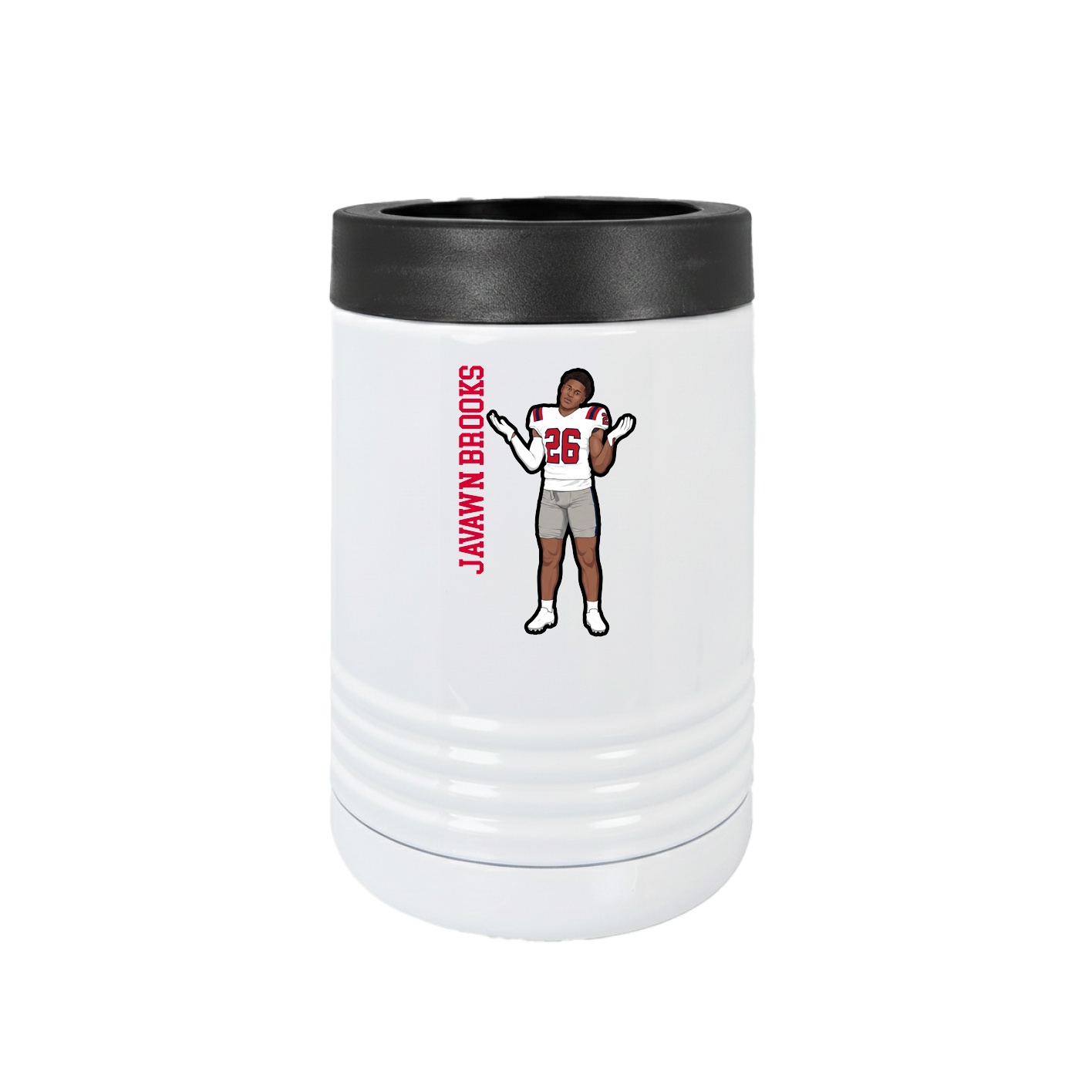 Beverage Holder — Name Vertical in White