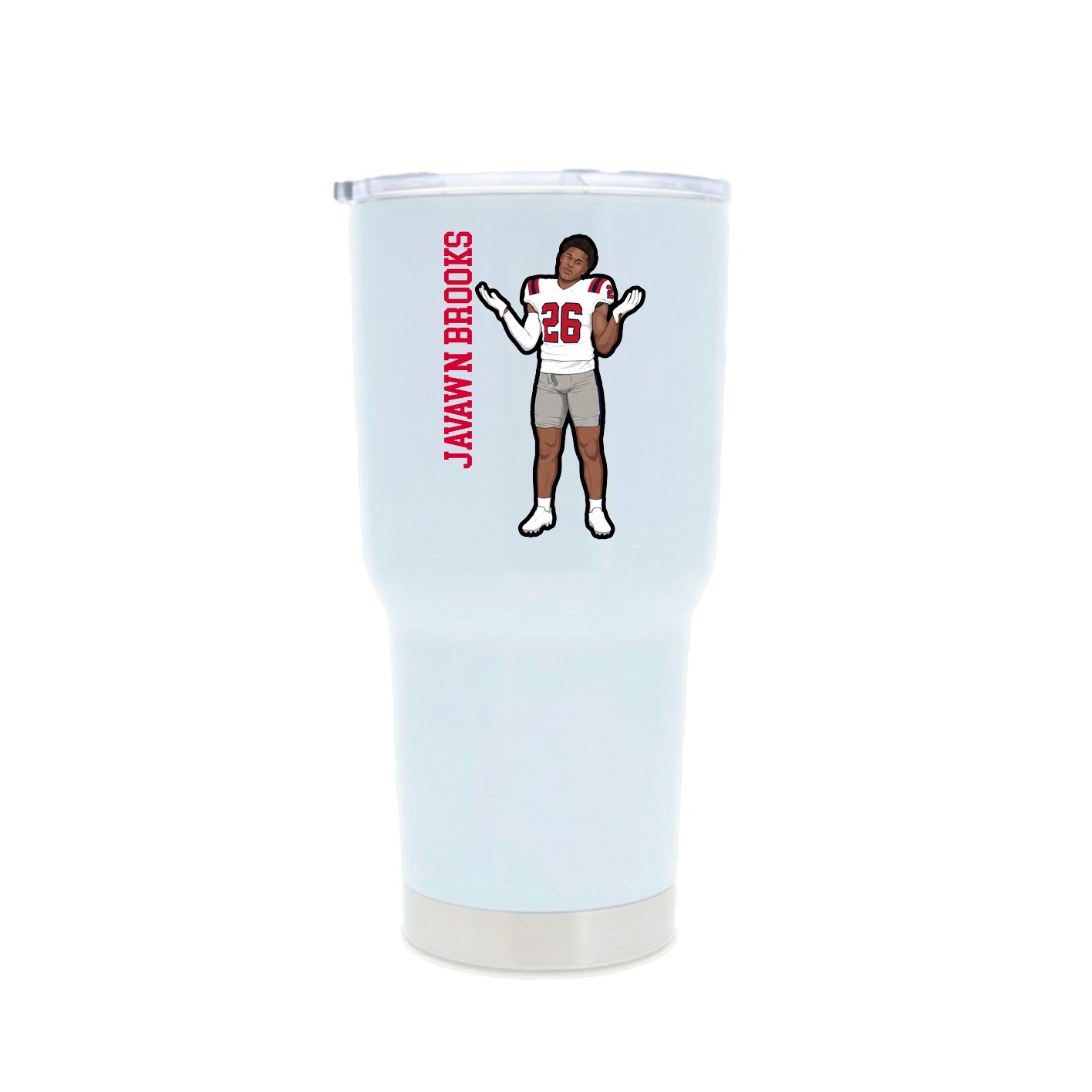 30oz Stainless Steel Tumbler — Name Vertical in White