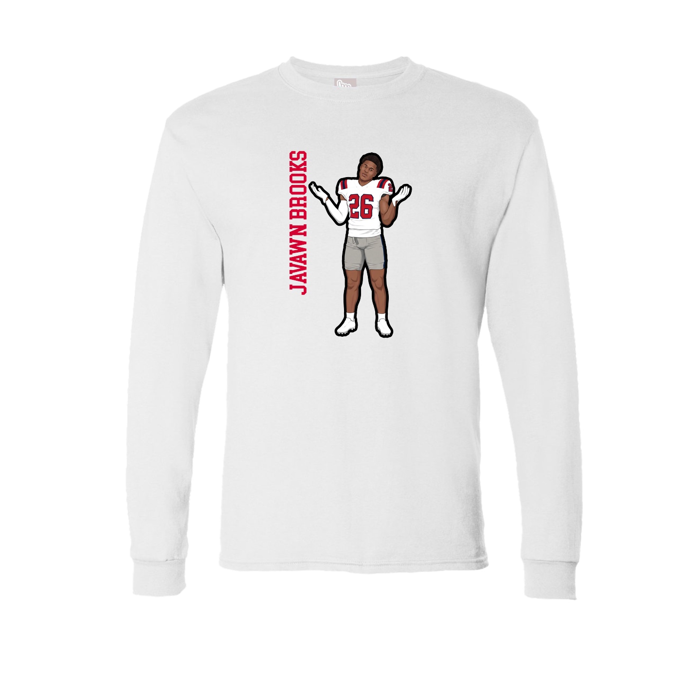 Long Sleeve Tee — Name Vertical in White