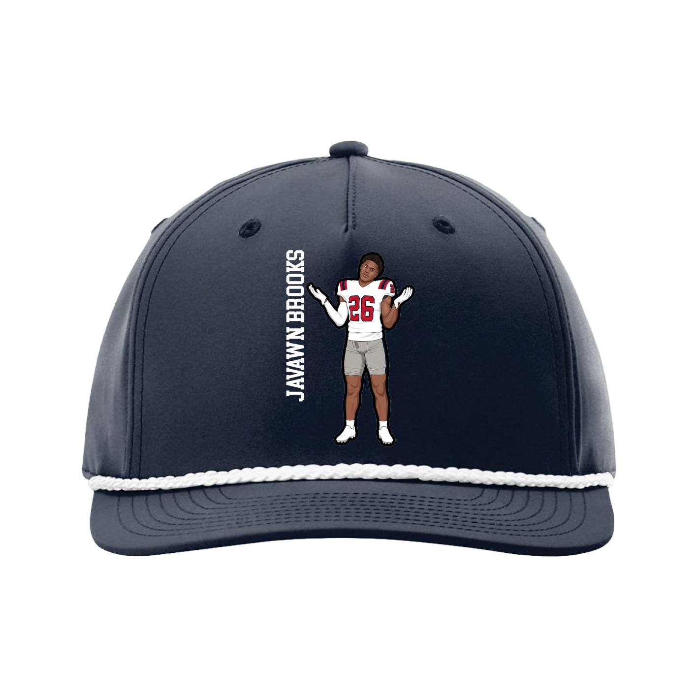 Five-Panel Classic Rope Cap — Name Vertical in Navy