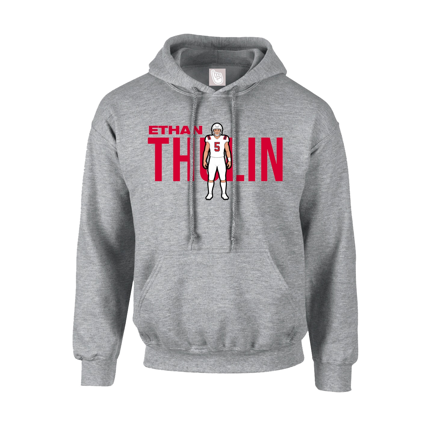 Hoodie — Player Name in Grey