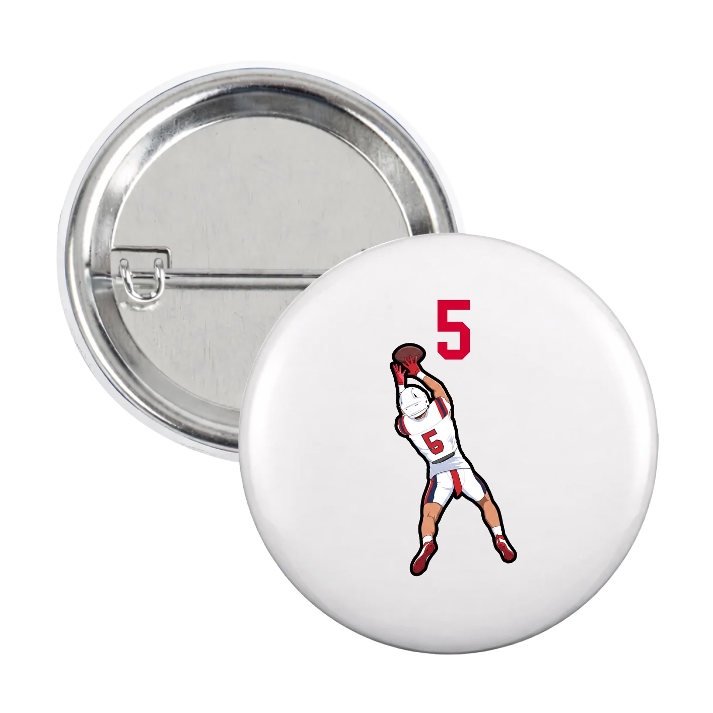 Game Day Button — Number Top in White