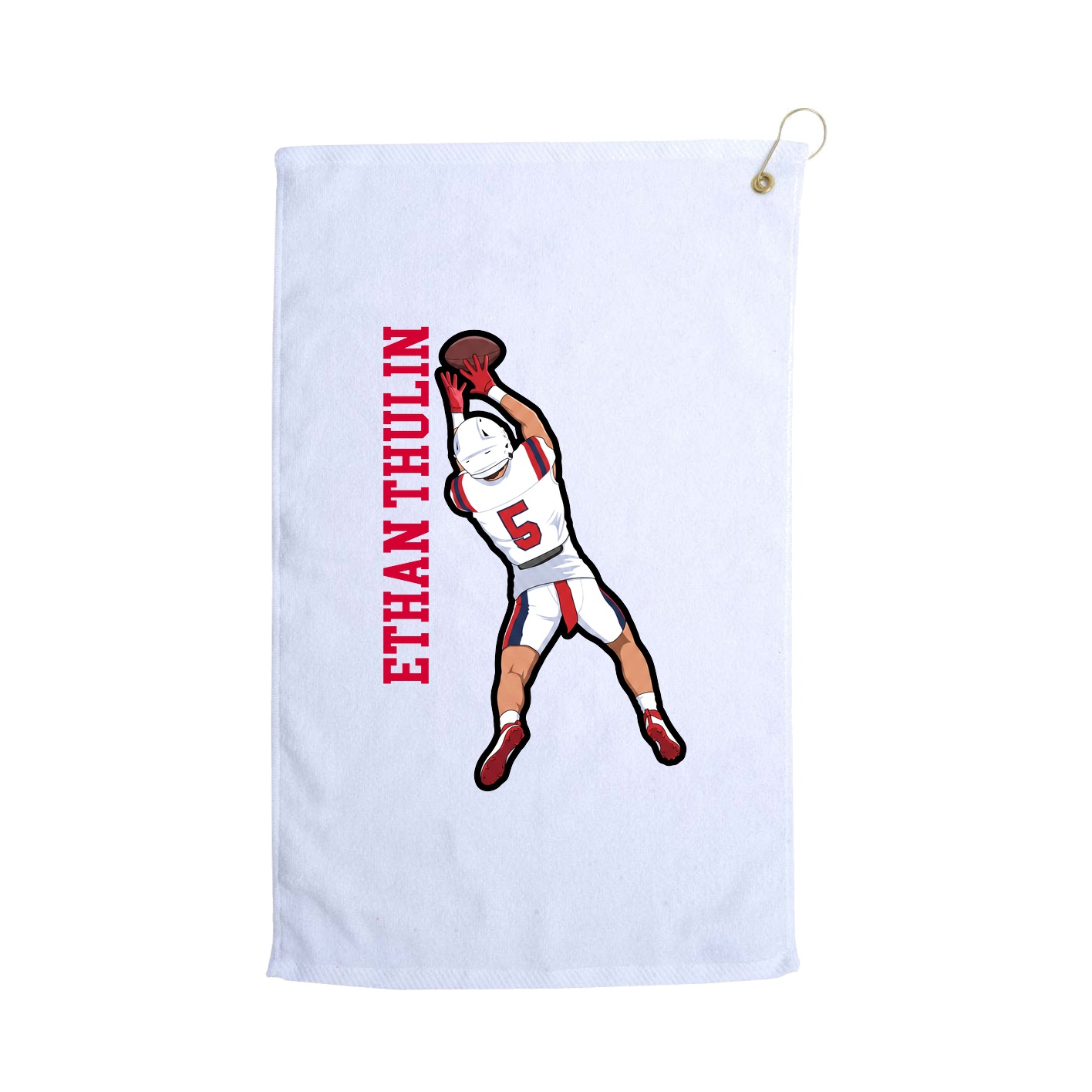 Golf Towel — Name Vertical in White