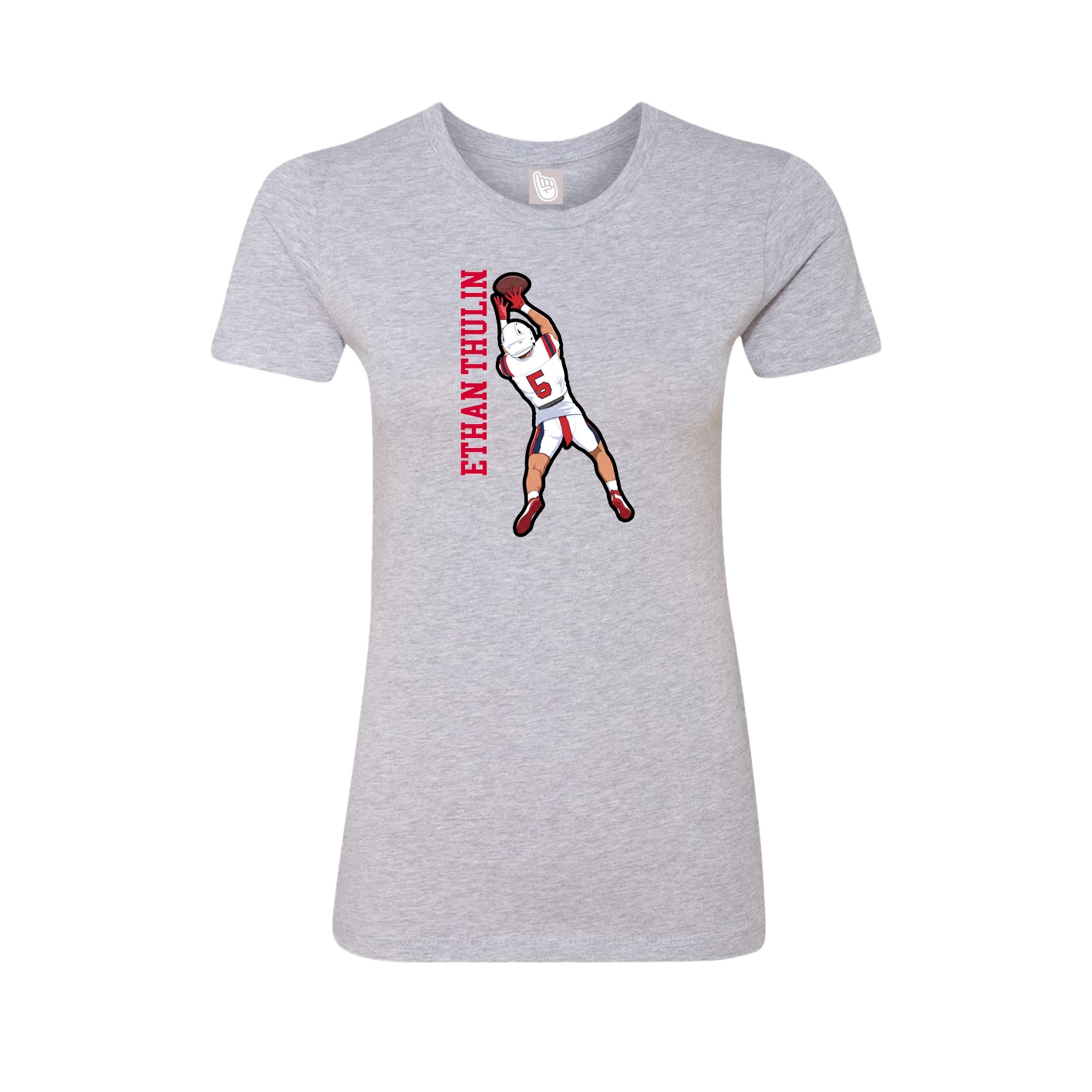 Womens Tee — Name Vertical in Grey
