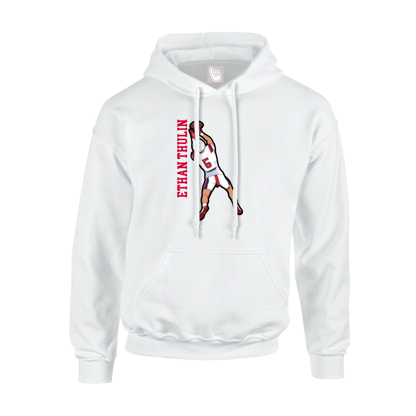 Youth Hoodie — Name Vertical in White