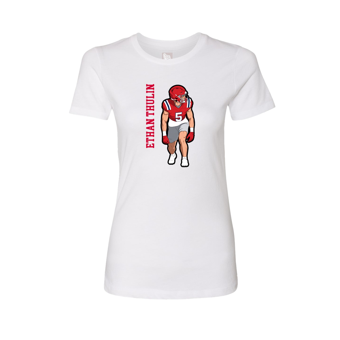 Womens Tee — Name Vertical in White