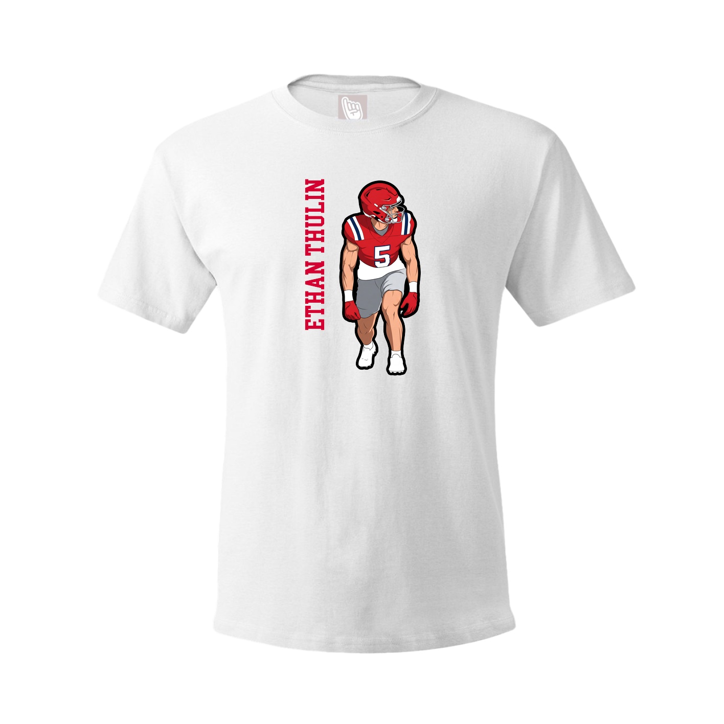 Youth Tee — Name Vertical in White