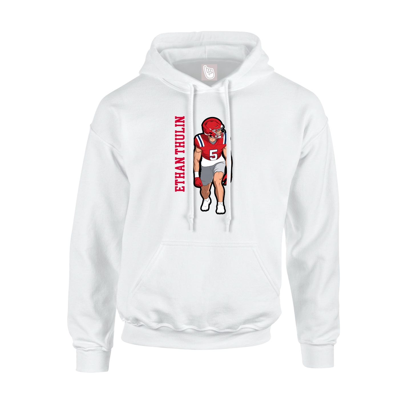 Youth Hoodie — Name Vertical in White