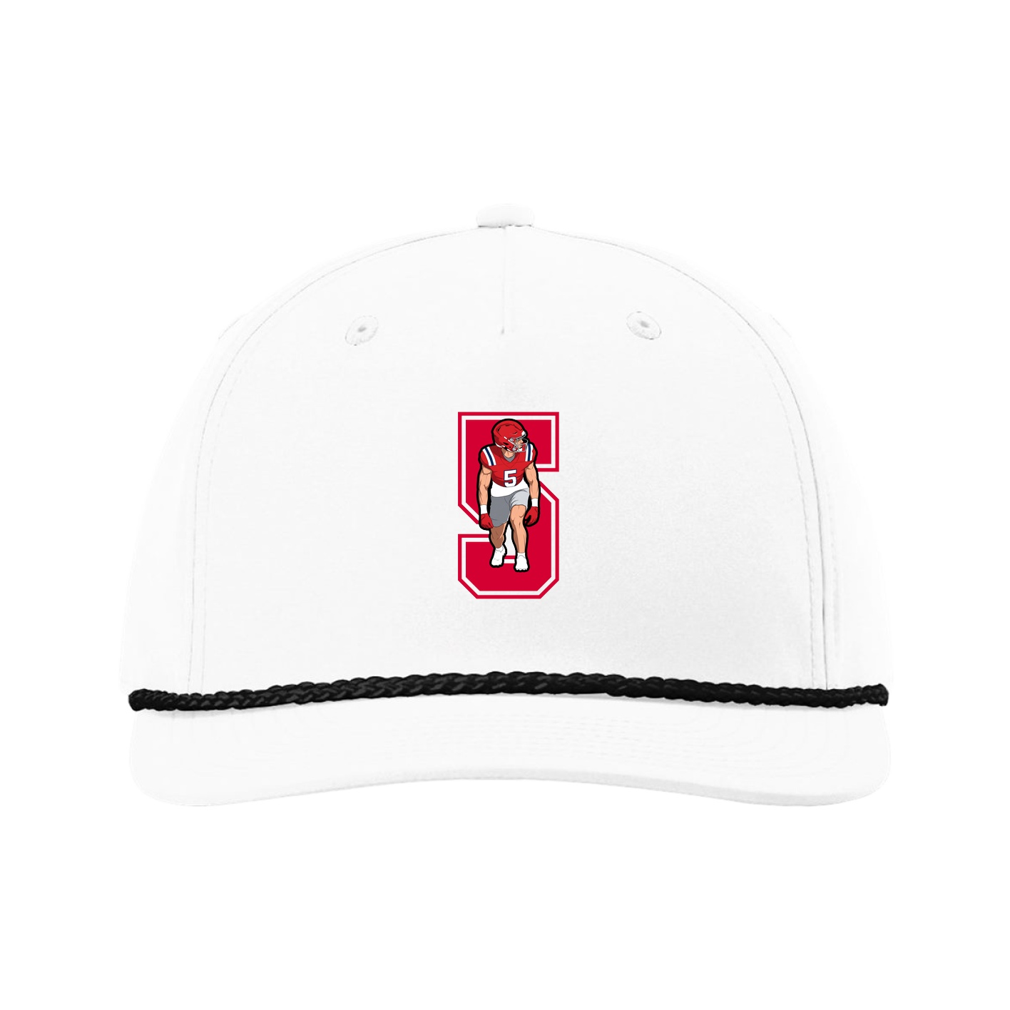 Five-Panel Classic Rope Cap — Number in White