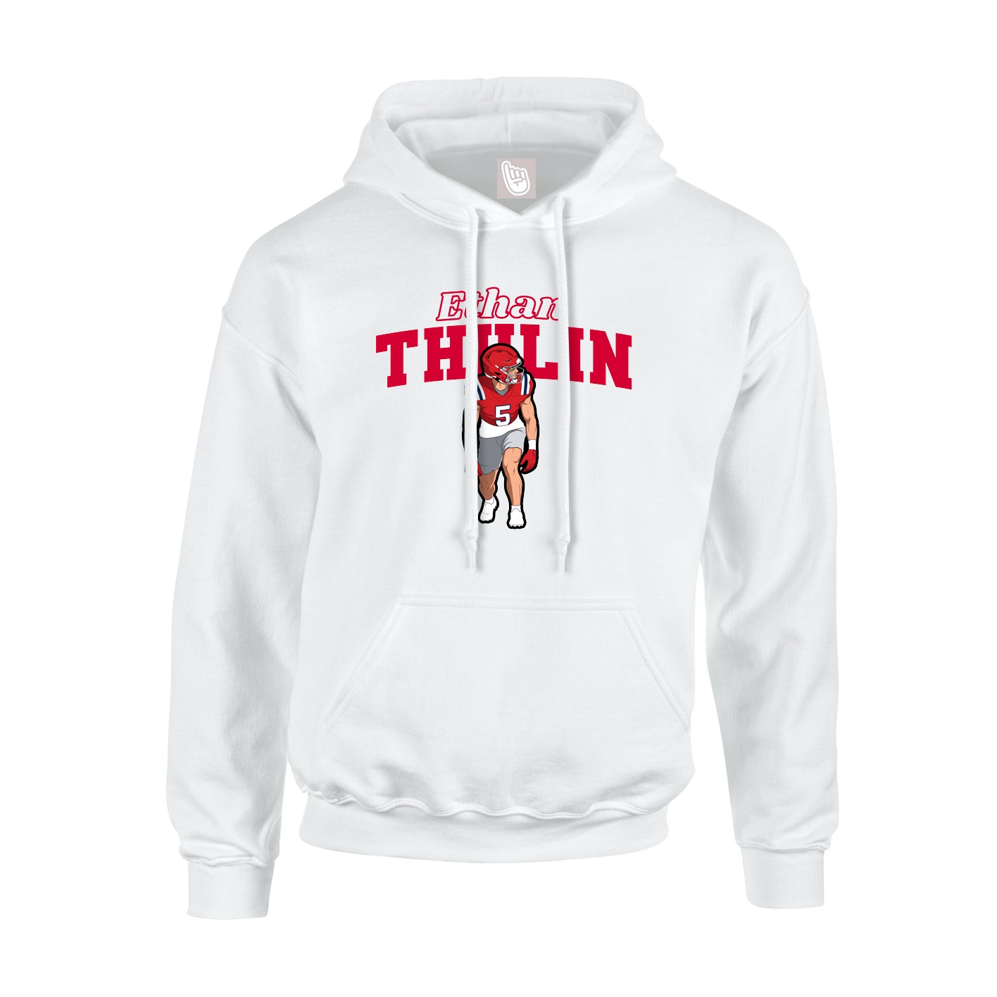 Youth Hoodie — Name Arch in White