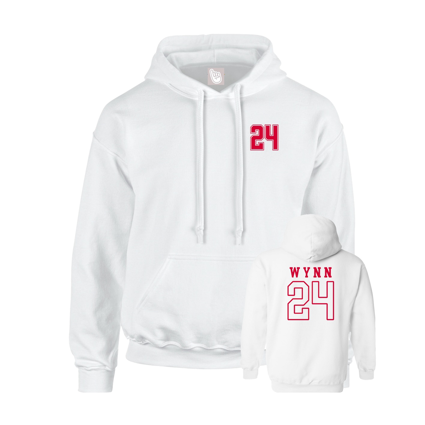 Youth Hoodie — Chest Back in White