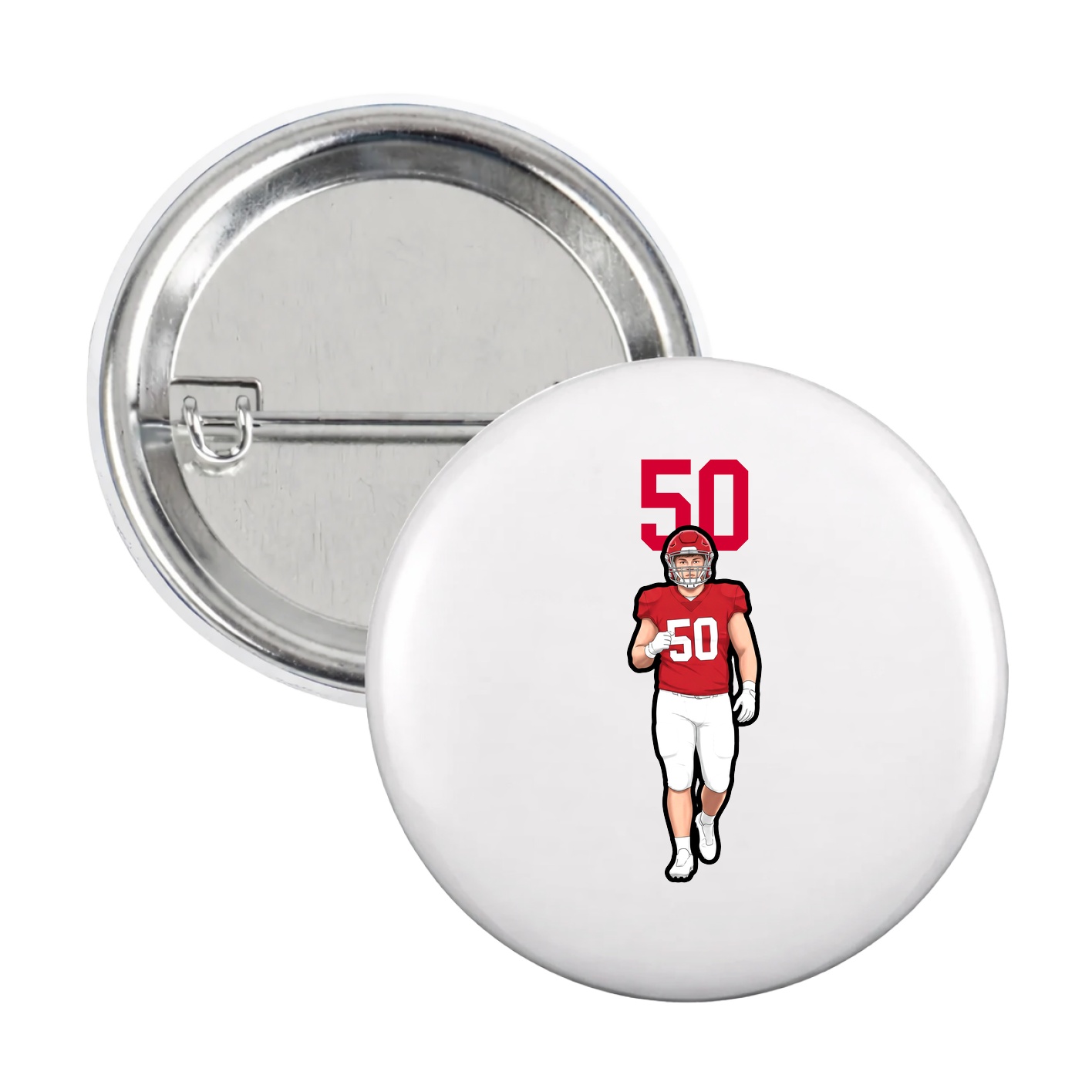 Game Day Button — Number Top in White
