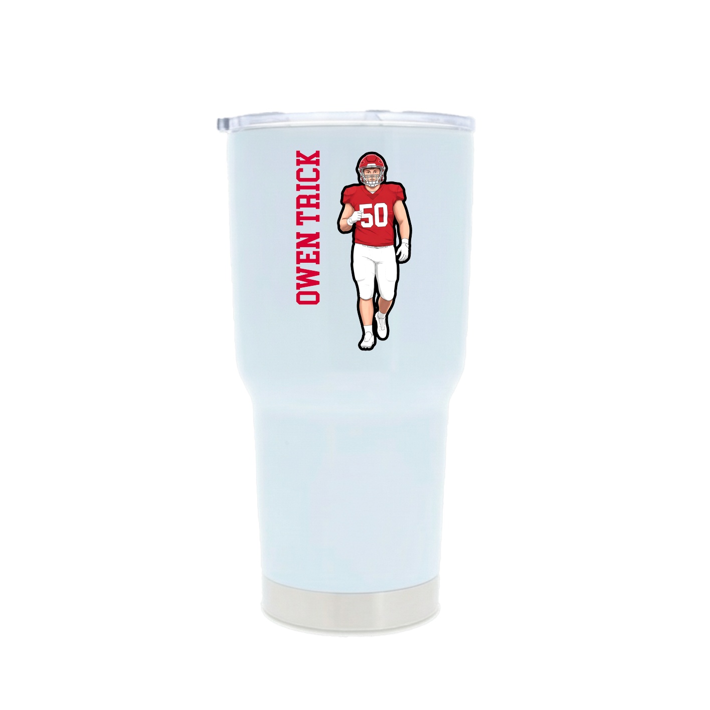 30oz Stainless Steel Tumbler — Name Vertical in White