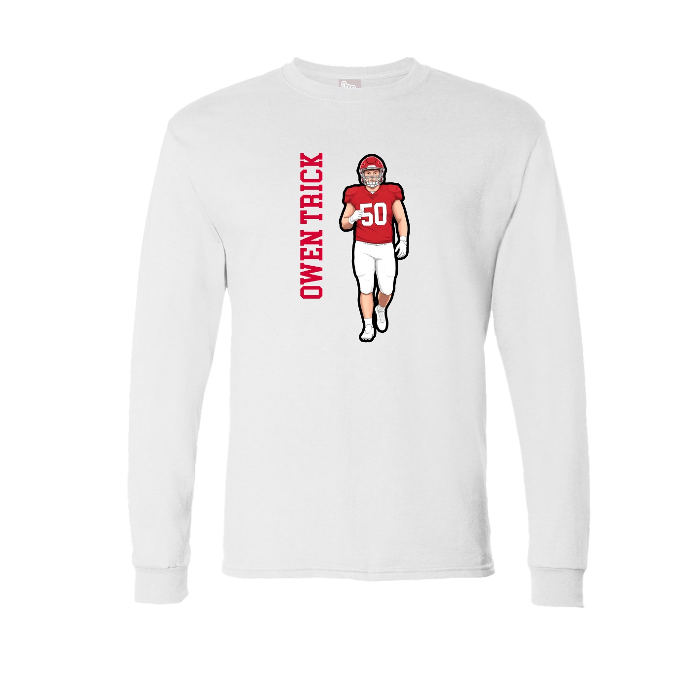 Long Sleeve Tee — Name Vertical in White