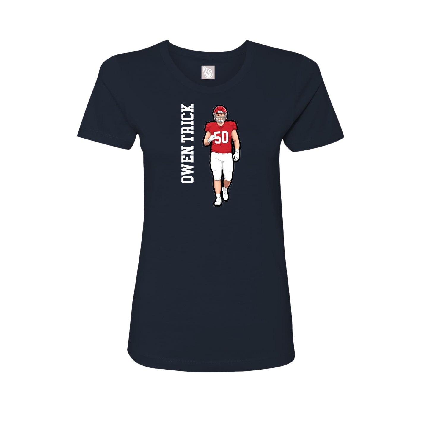 Fitted Women's Tee — Name Vertical in Navy