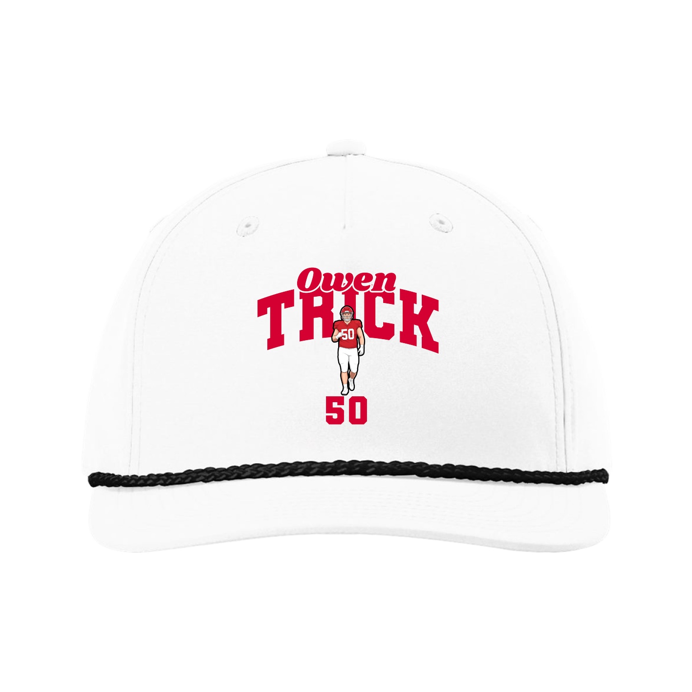 Five-Panel Classic Rope Cap — Signature Arch in White