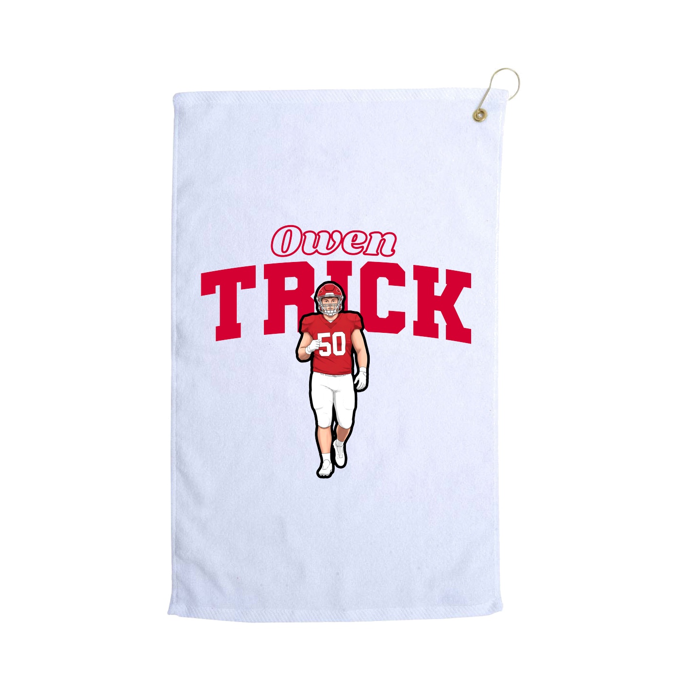 Golf Towel — Name Arch in White