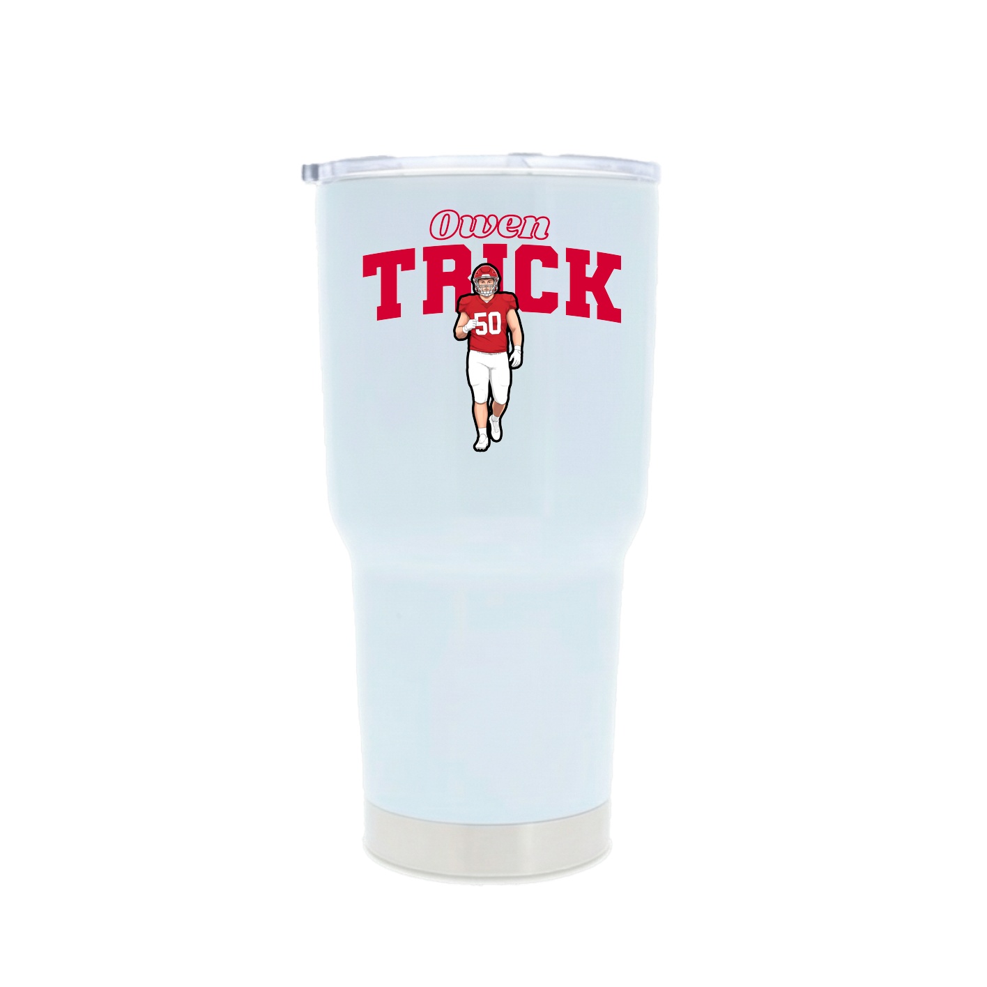 30oz Stainless Steel Tumbler — Name Arch in White