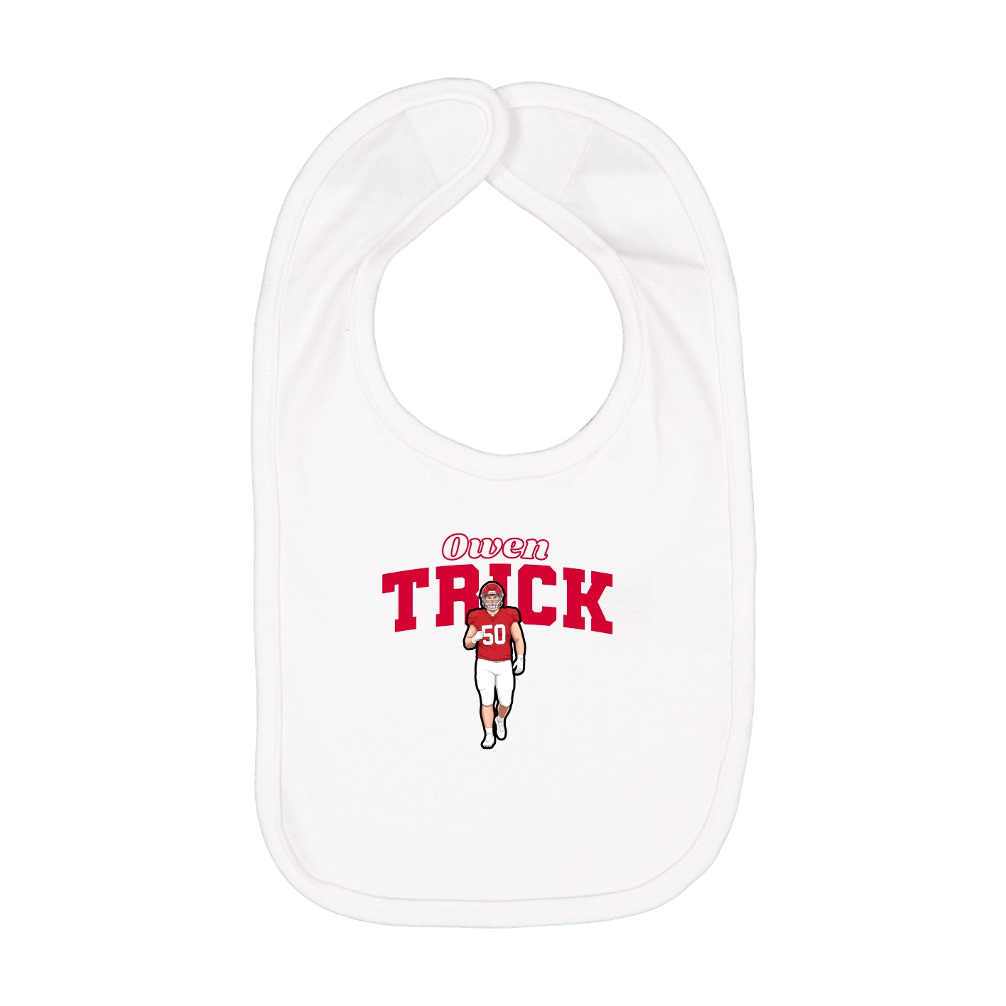 Infant Bib — Name Arch in White