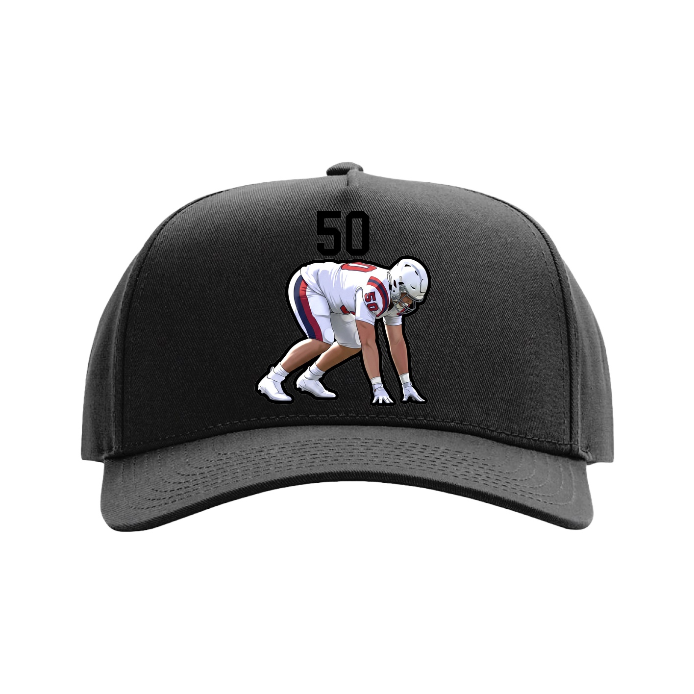 Full Fabric Five-Panel Champ Cap — Number Top in Black