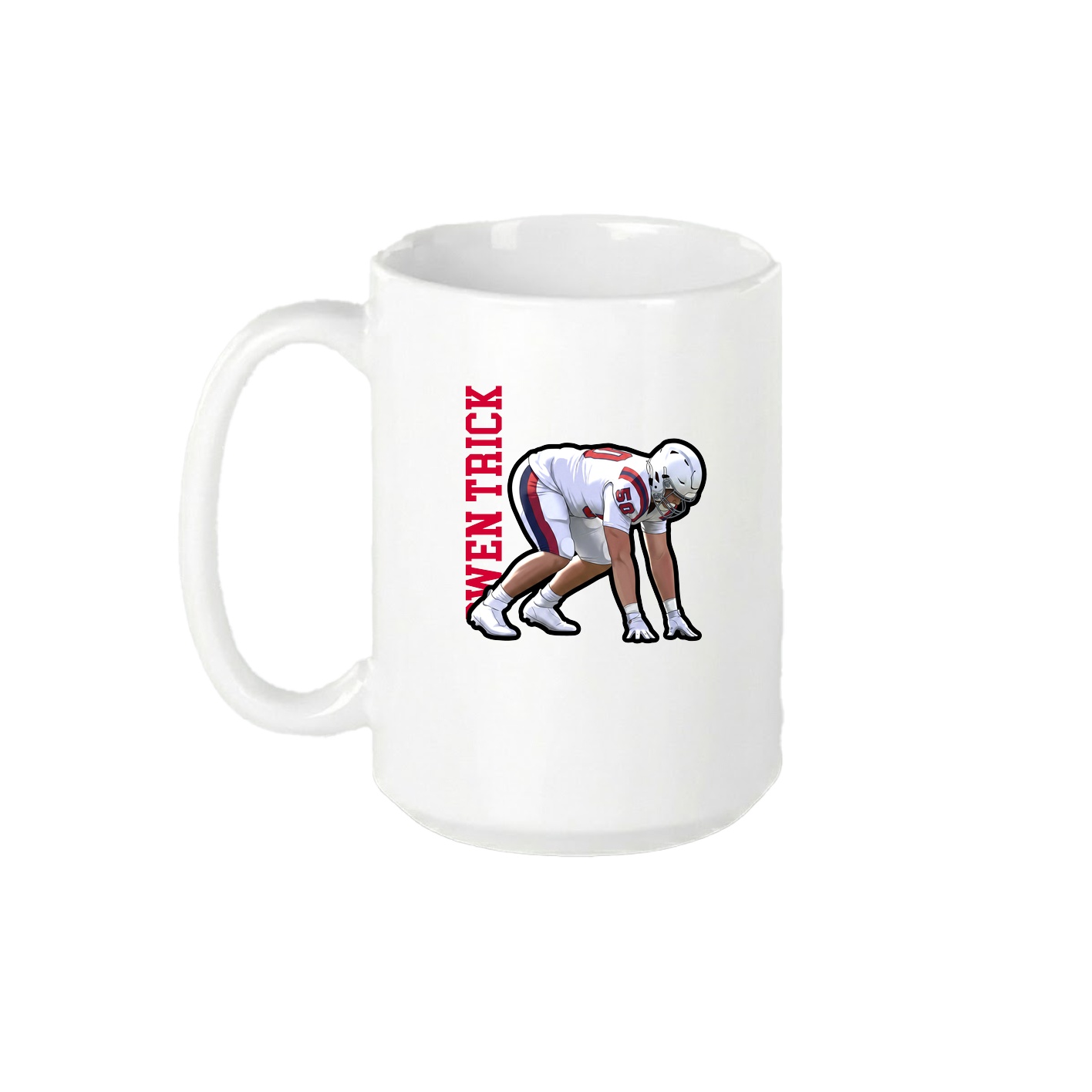15oz Coffee Mug — Name Vertical in White