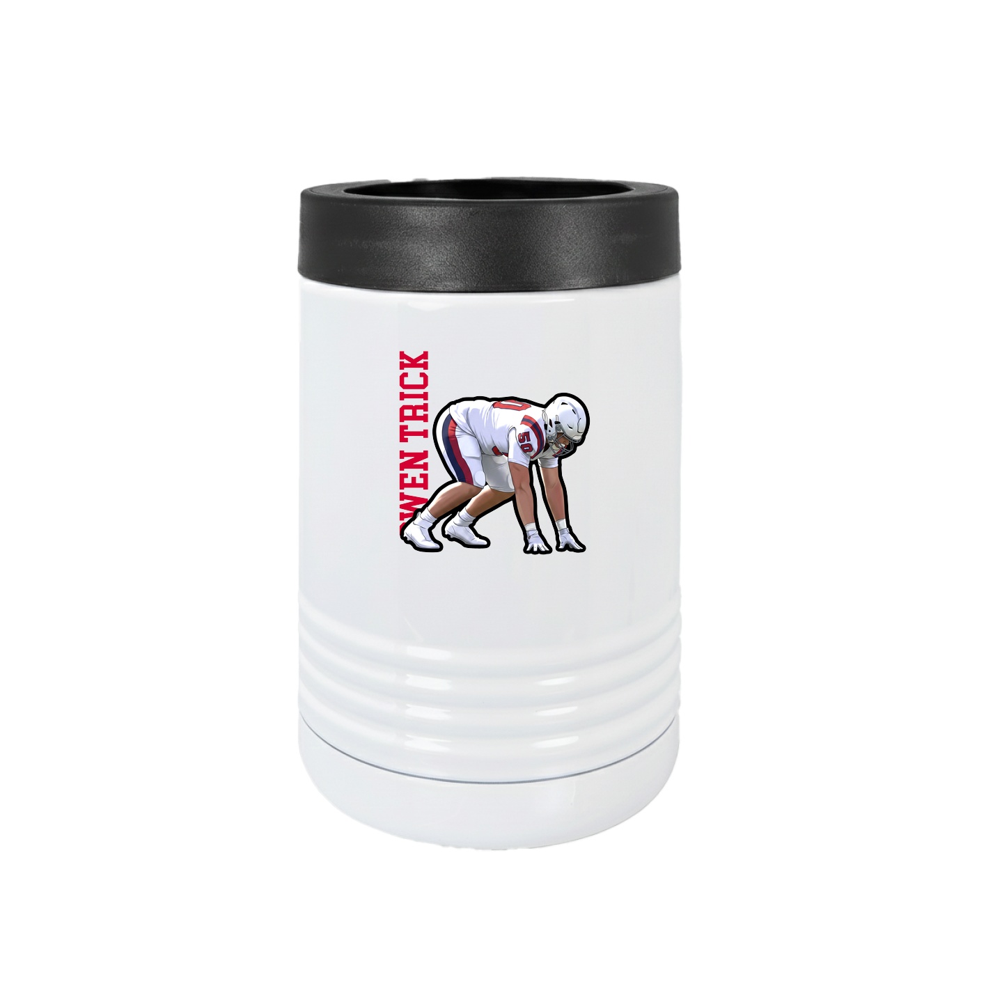 Beverage Holder — Name Vertical in White