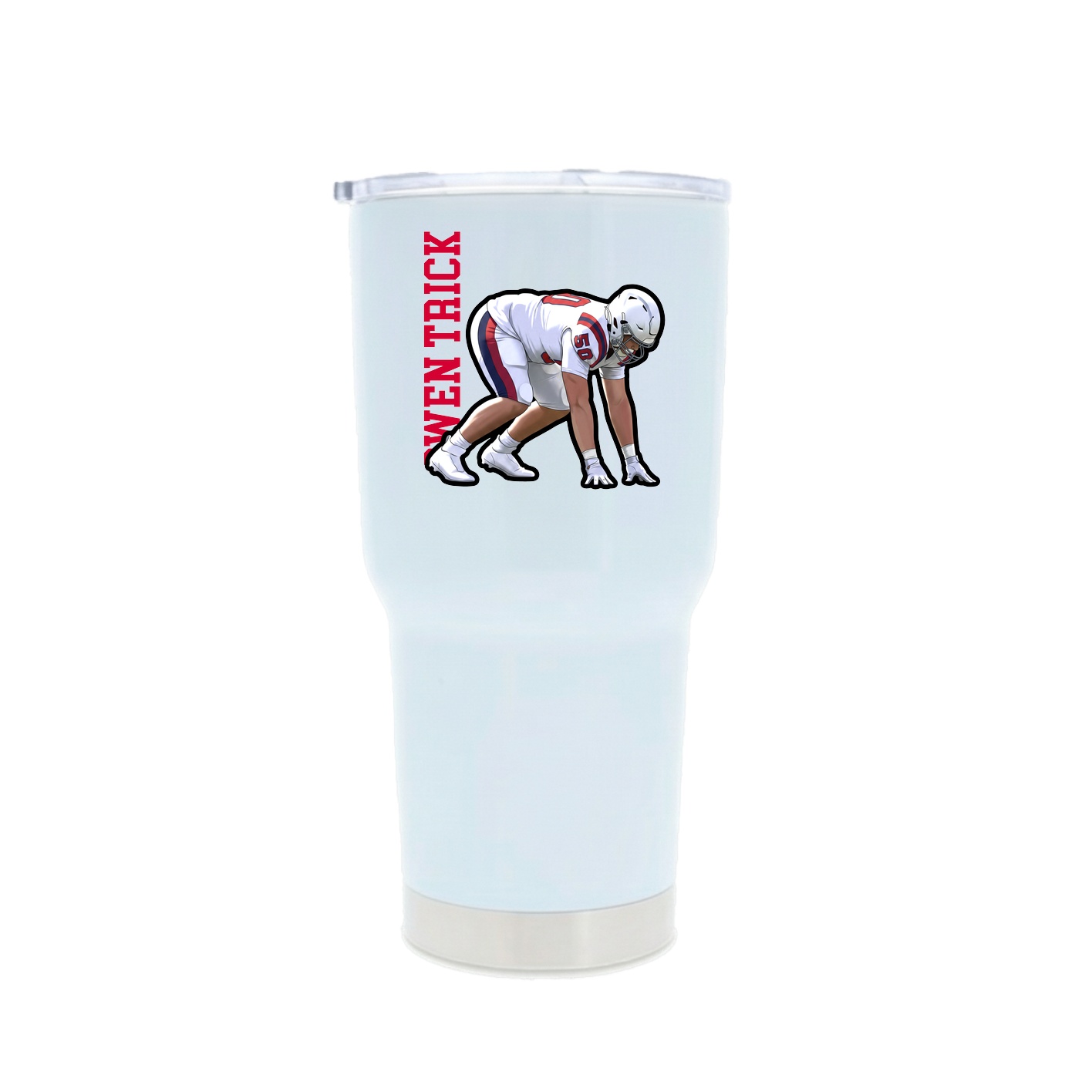 30oz Stainless Steel Tumbler — Name Vertical in White