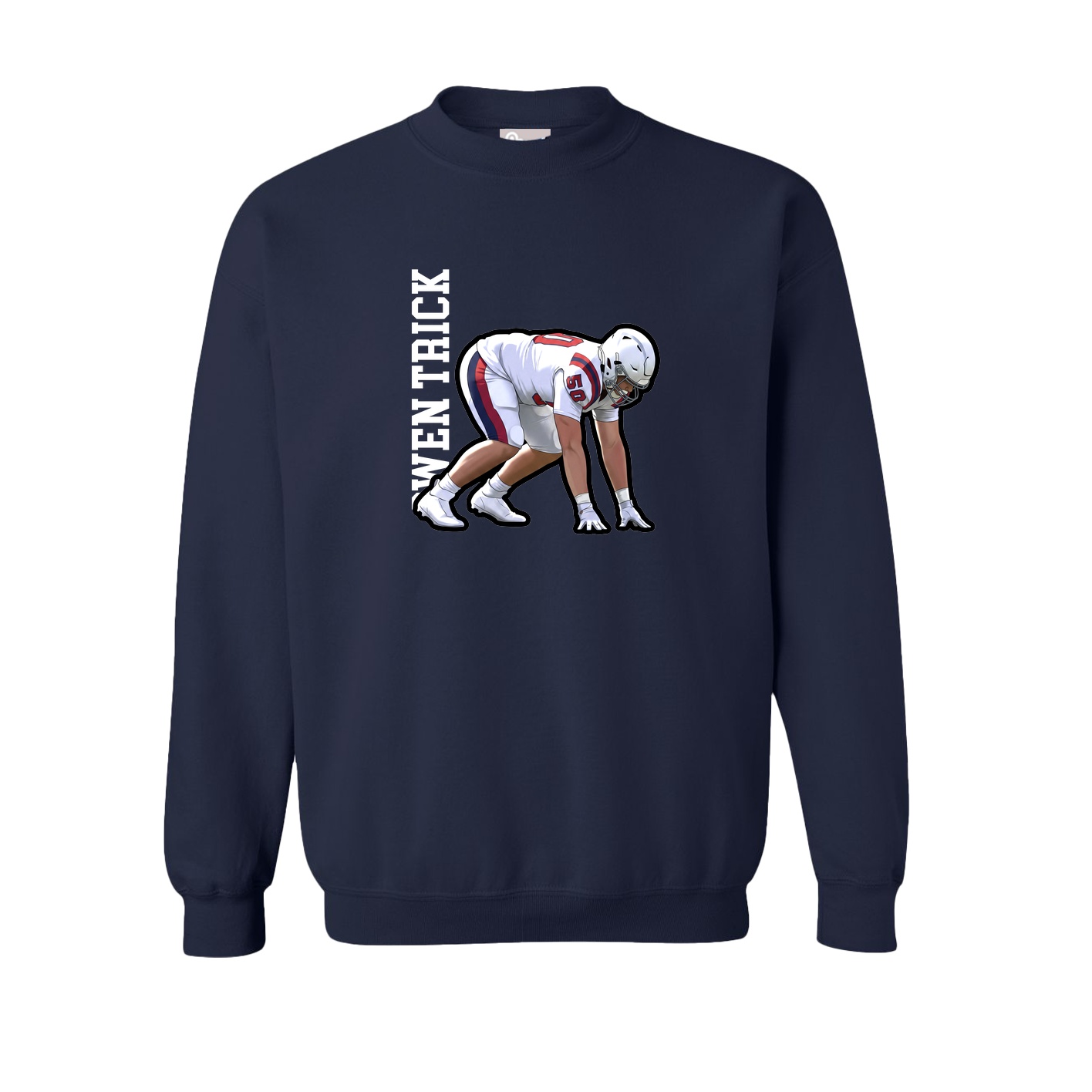 Fleece Crew — Name Vertical in Navy