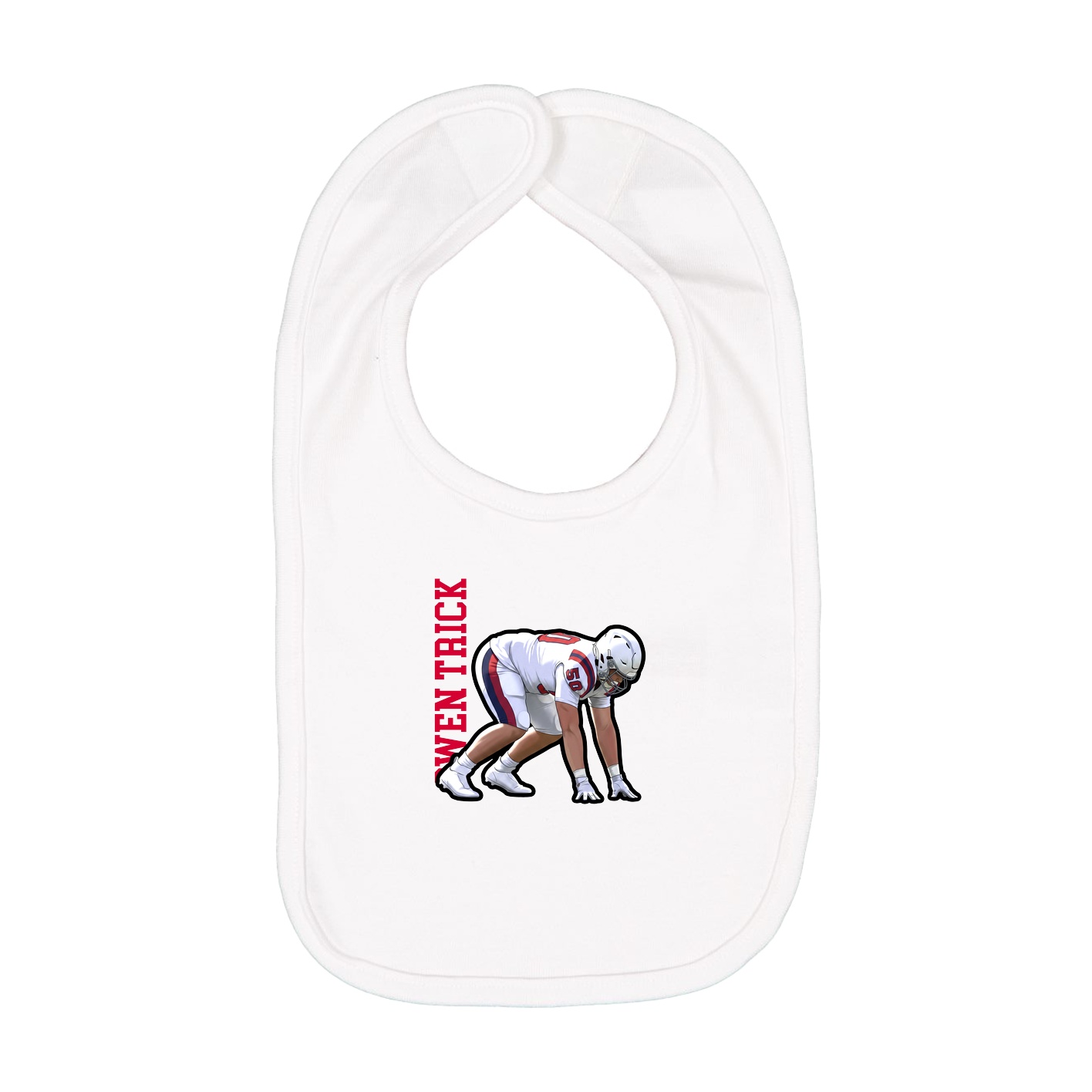 Infant Bib — Name Vertical in White
