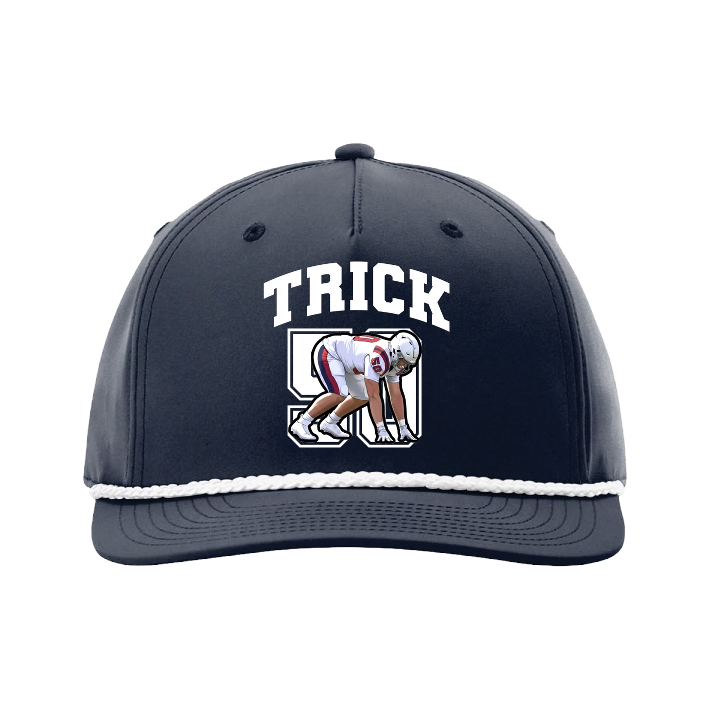 Five-Panel Classic Rope Cap — Number in Navy
