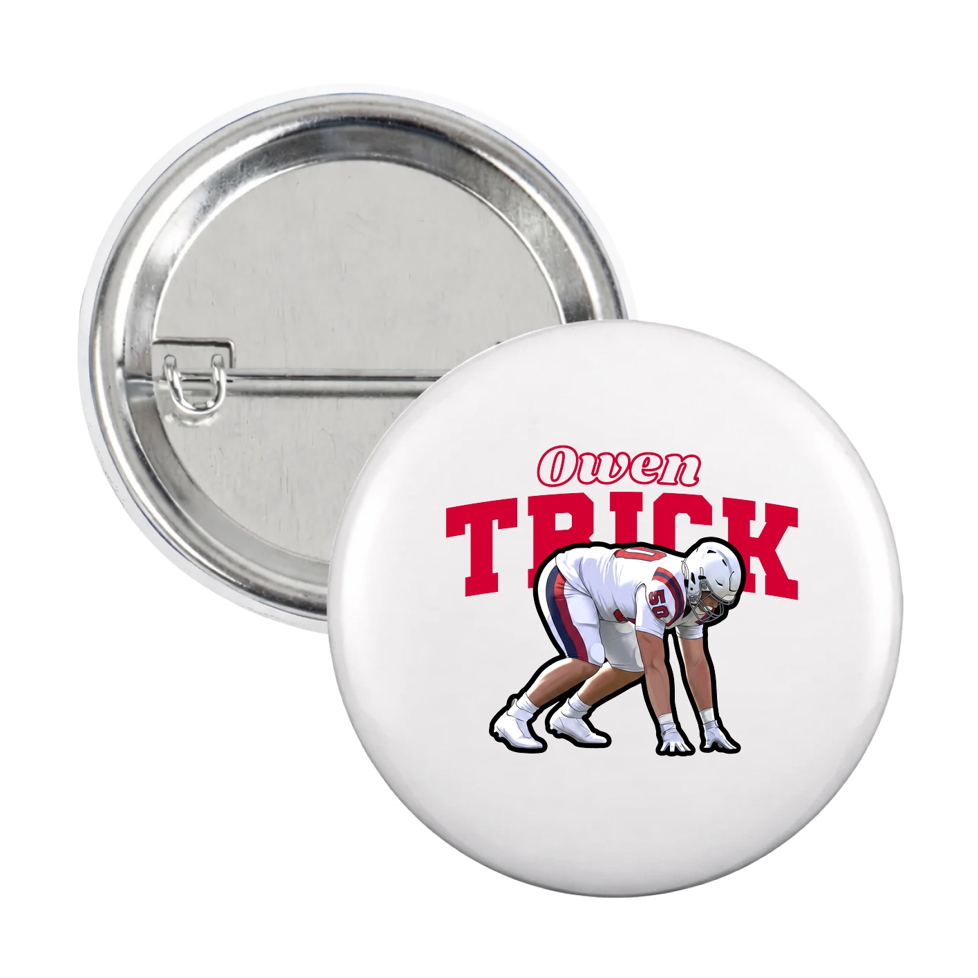 Game Day Button — Name Arch in White