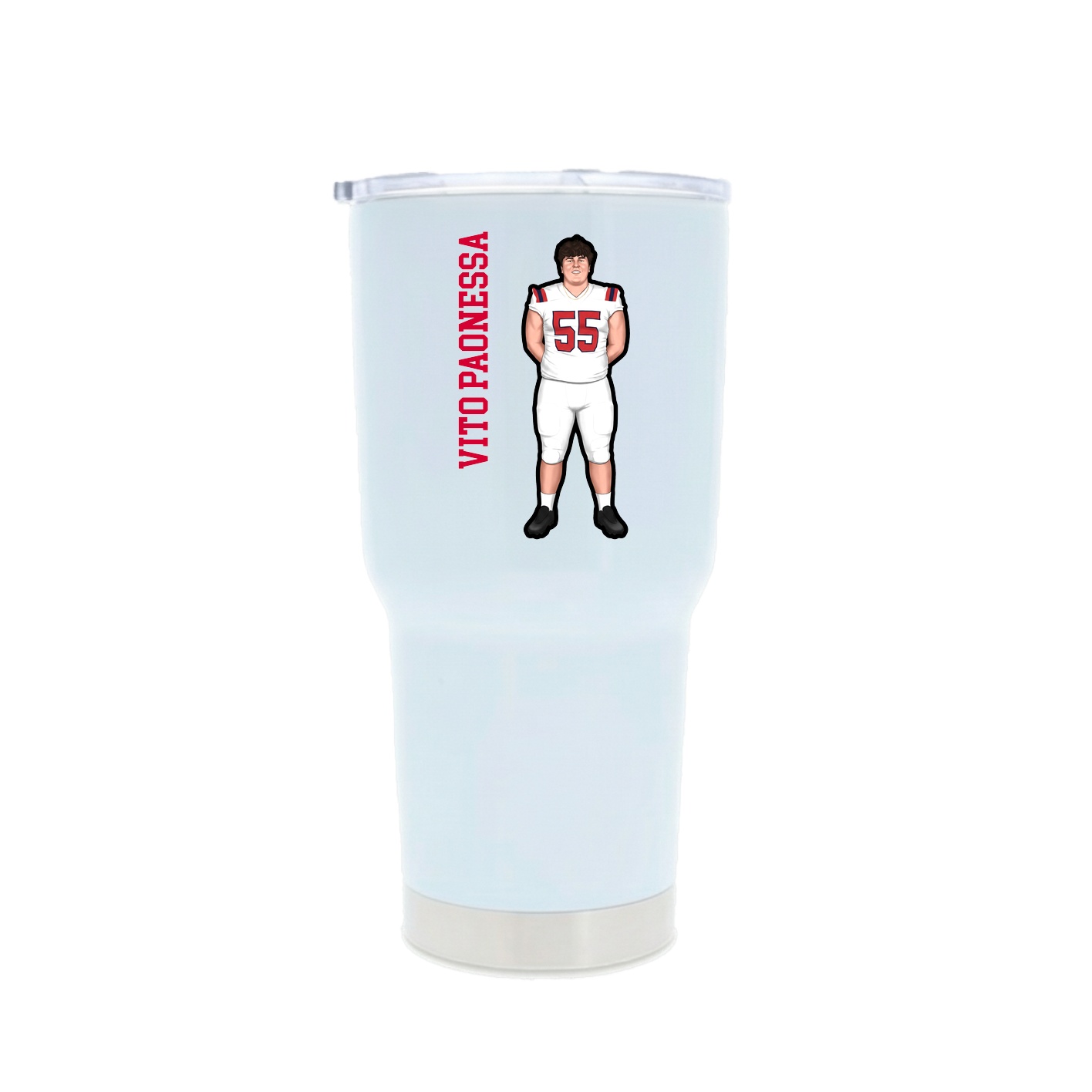 30oz Stainless Steel Tumbler — Name Vertical in White